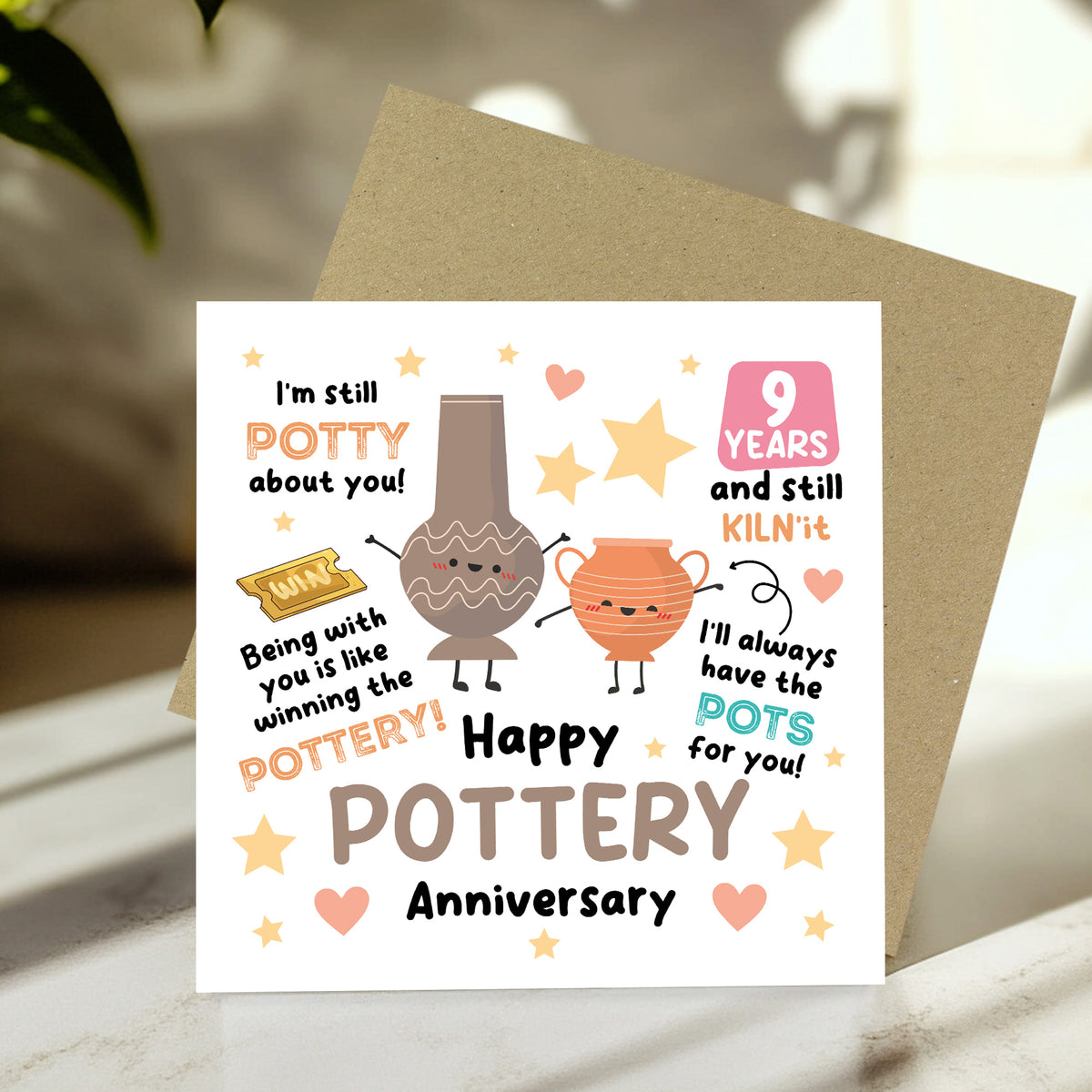 Happy Pottery Anniversary Card For Husband Wife 9th Anniversary