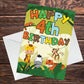 4th Birthday Jungle Animal Card for Boys Girls 4 Year Old Card
