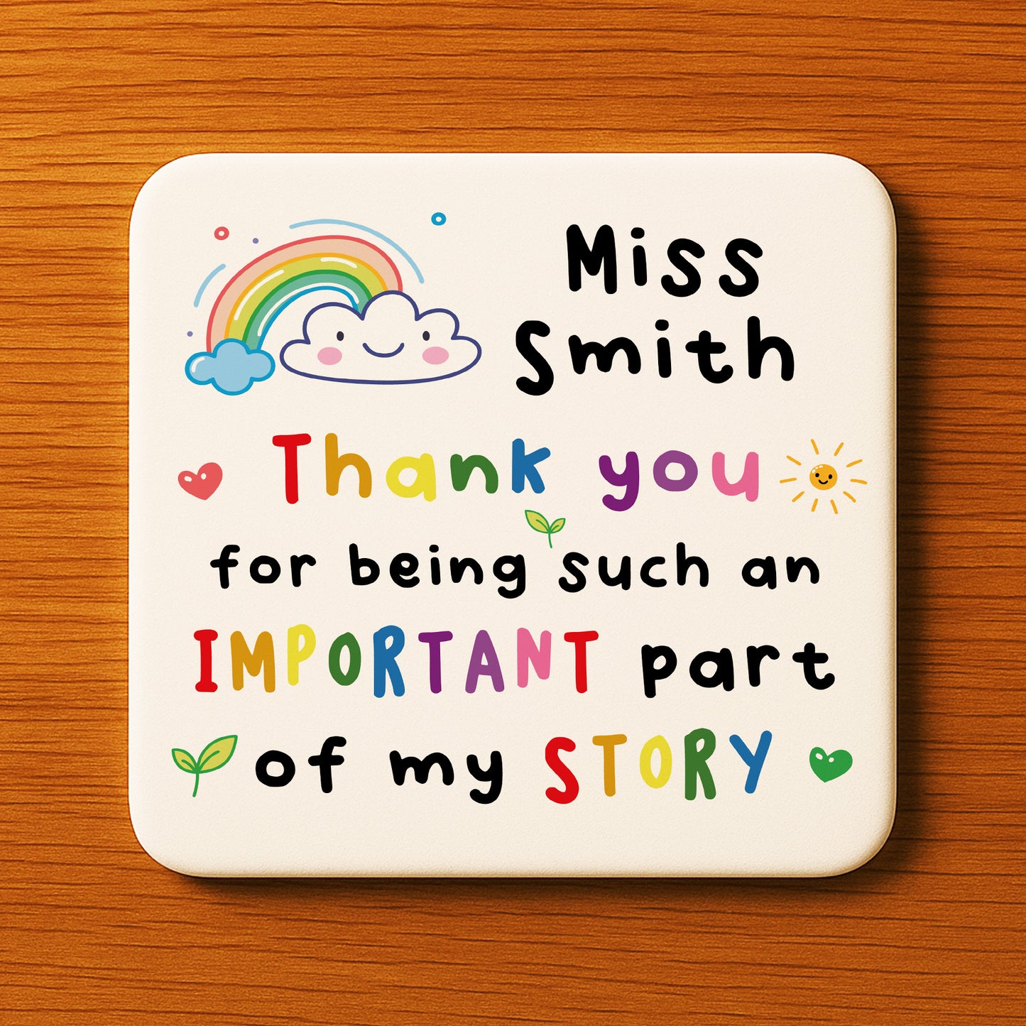 Teacher Coaster PERSONALISED Important Part Of My Story