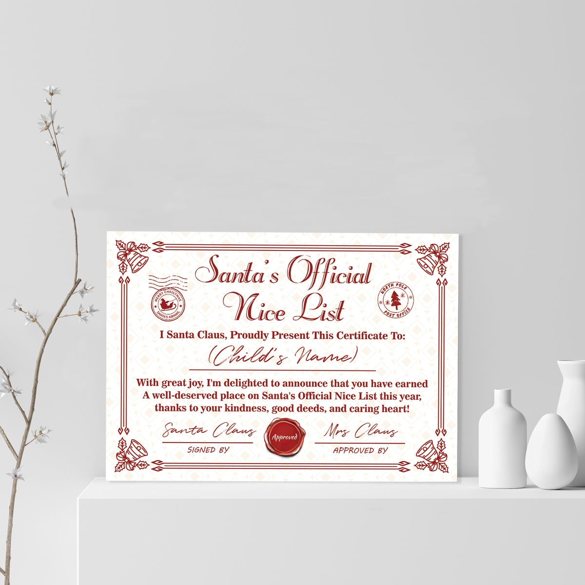 Santas Official Nice List Gift Children Personalised Christmas