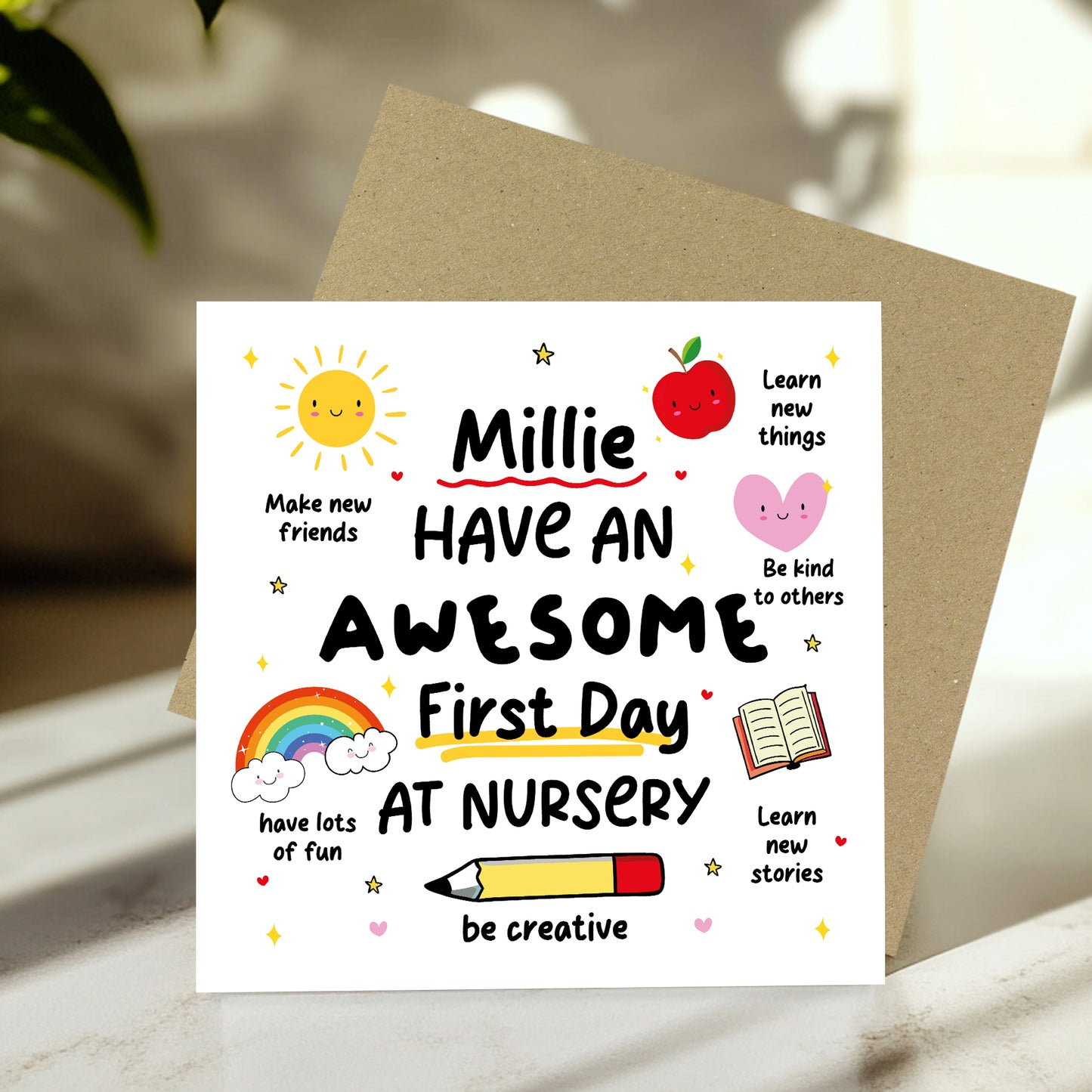 Personalised 1st Day Of Nursery Card For Daughter Son
