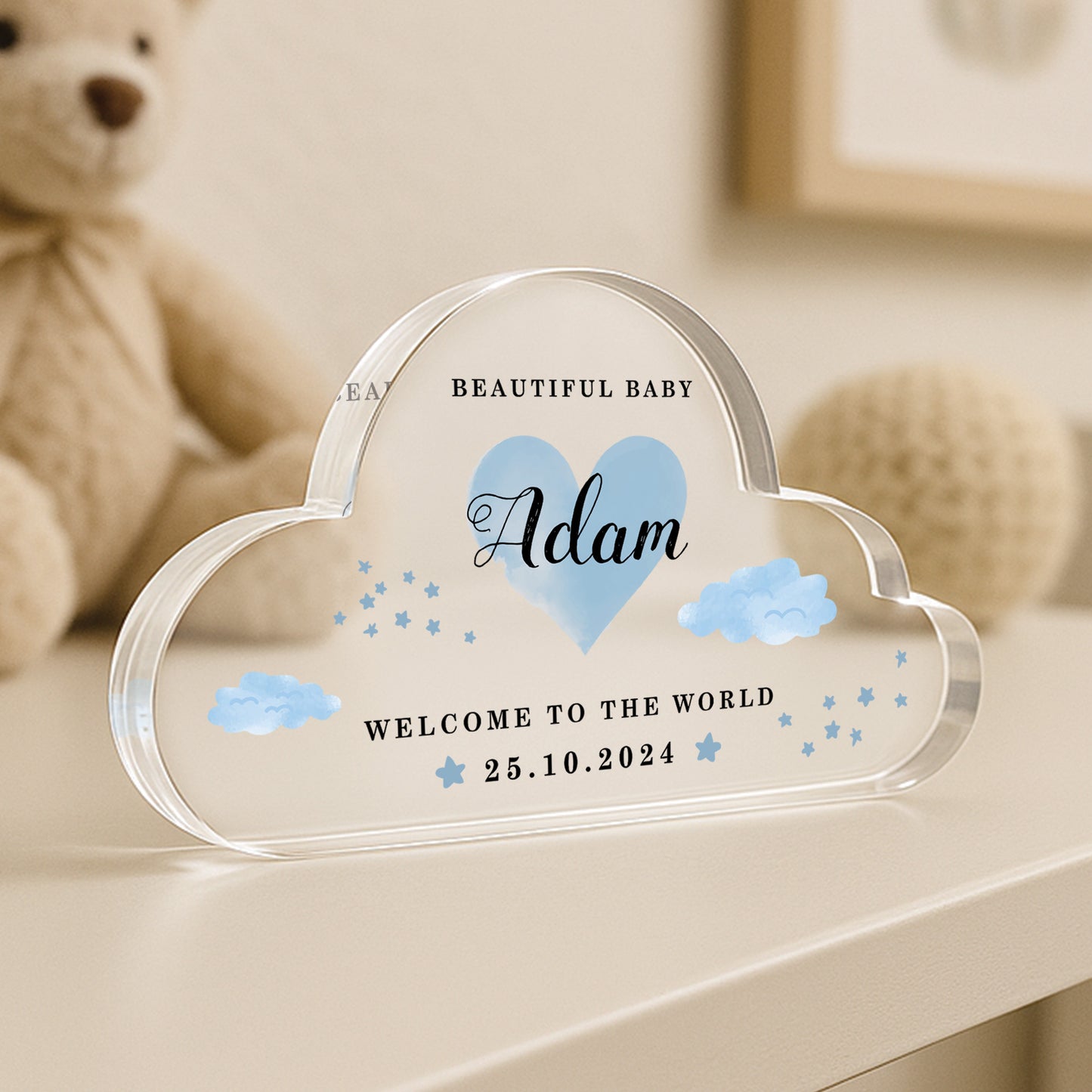 Welcome To The World Gift For Baby Boy Personalised Decor
