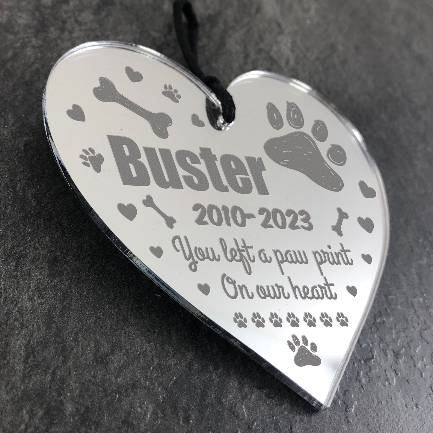 Personalised Pet Memorial Christmas Tree Bauble Decoration Heart