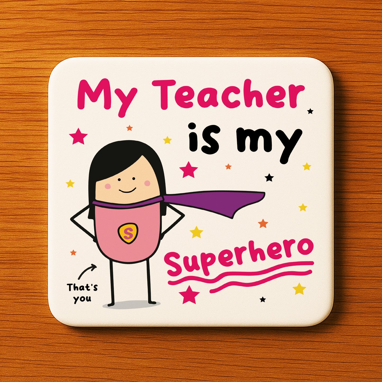 Gift For Teacher Coaster Thank You Gift My Superhero Gifts