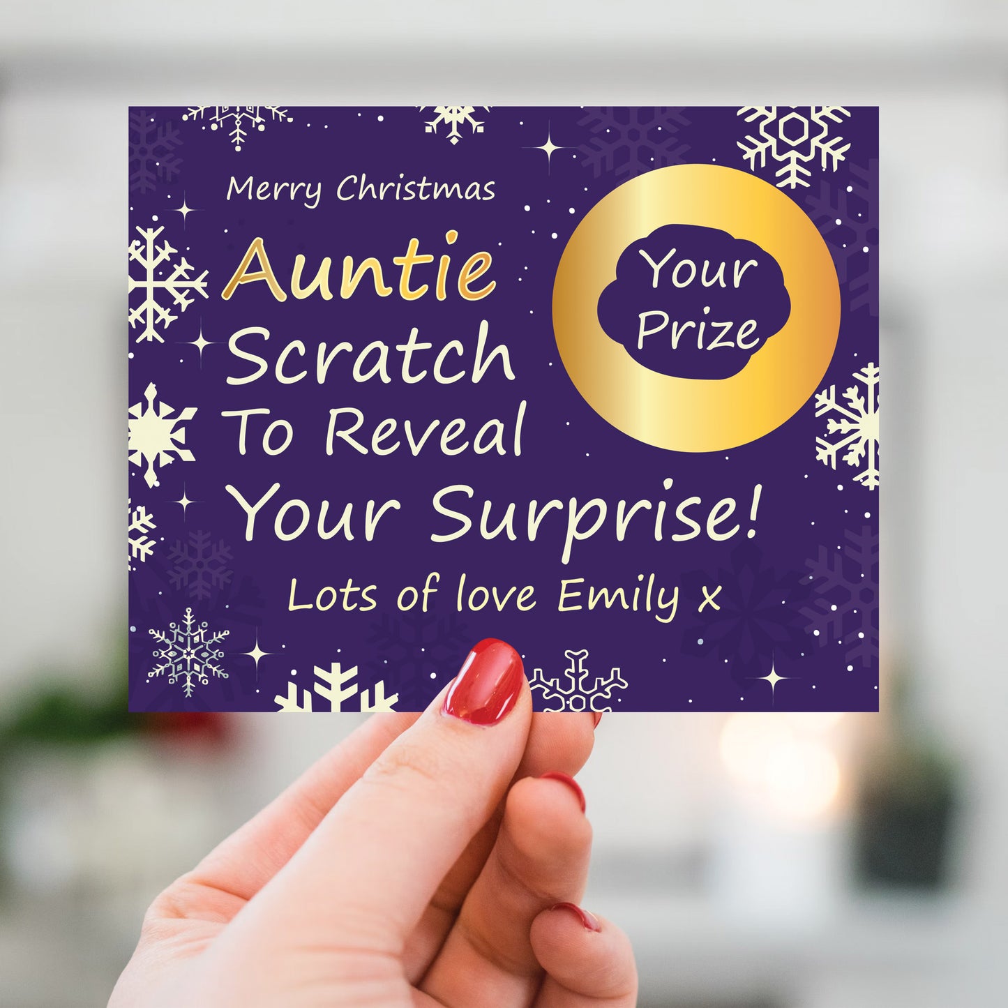 Personalised Auntie Christmas Scratch Reveal Card Surprise Aunt