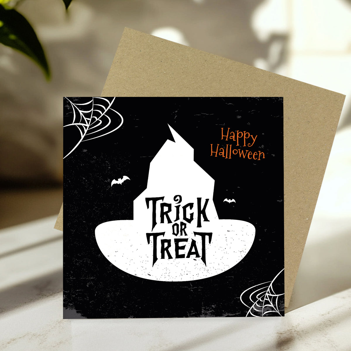 Trick Or Treat Greetings Card With Kraft Envelope Halloween Card