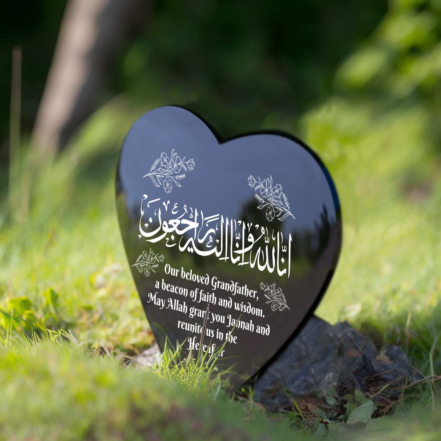 Muslim Islamic Beloved Grandfather Memorial Plaque Acrylic Heart