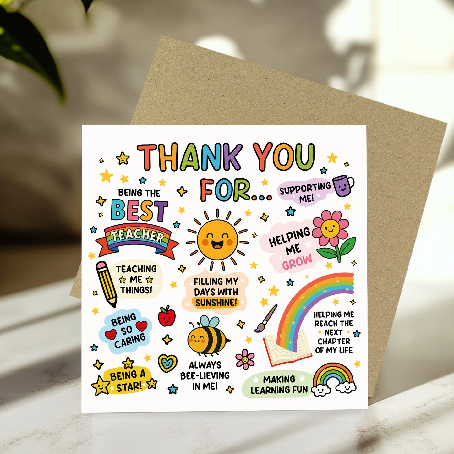 Teacher Thank You Card from Kids Cute Thank You Card For Teacher
