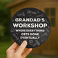 Funny Gift For Grandad Birthday Fathers Day GRANDADS WORKSHOp
