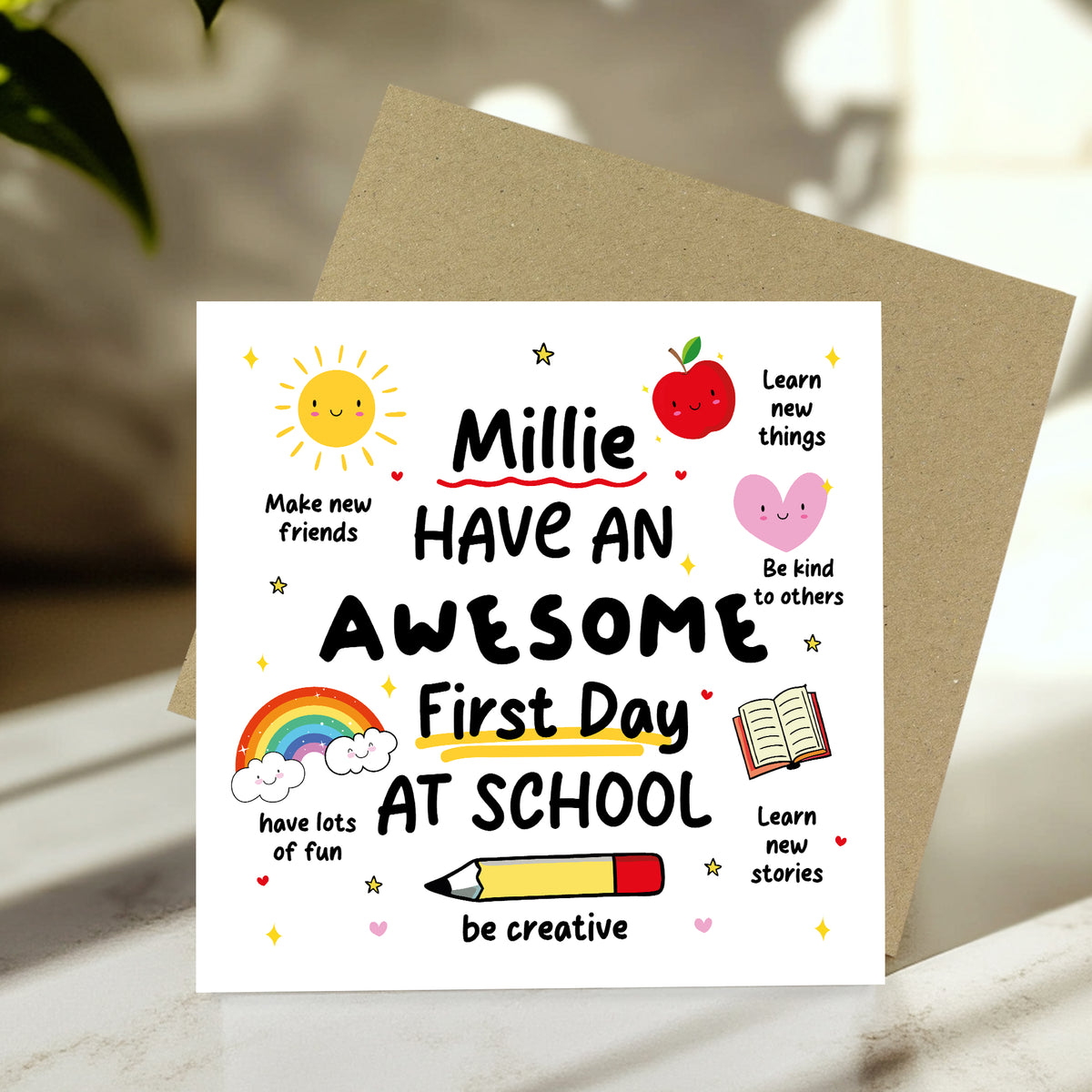 Personalised 1st Day Of School Card For Daughter Son