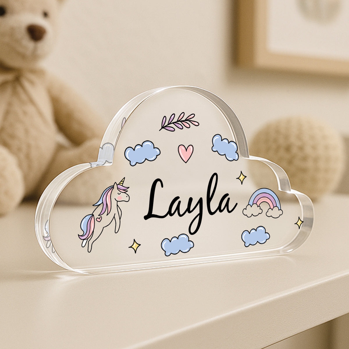 Personalised Unicorn Nursery Decor Acrylic Plaque For Daughter