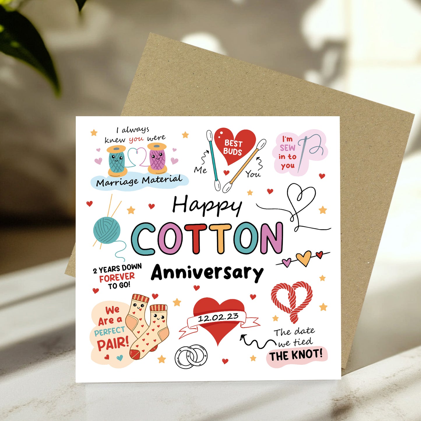 Funny 2nd Anniversary Card Cotton Anniversary Cards For Husband