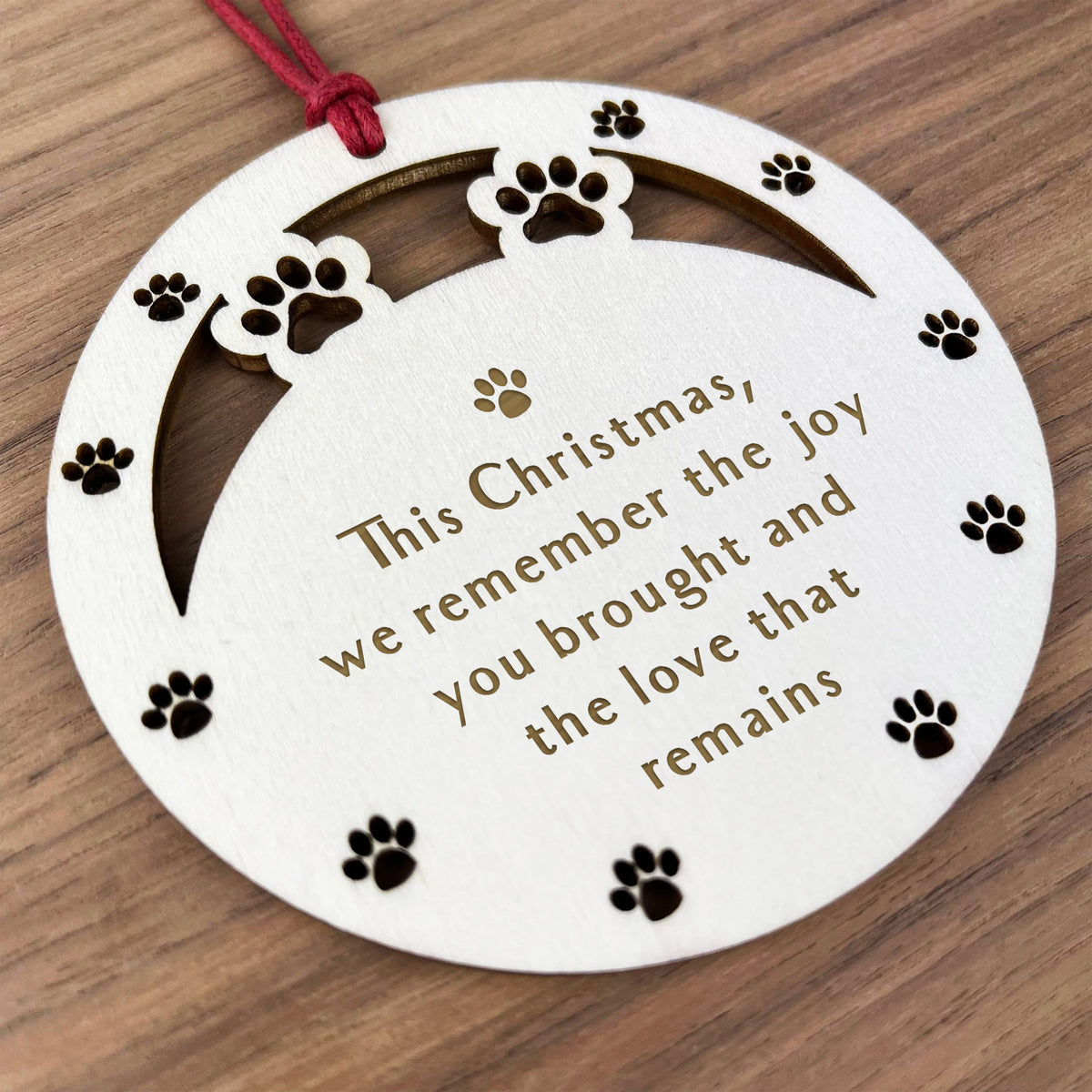 Dog Memorial Bauble Wooden Engraved Tree Decorations For Pets