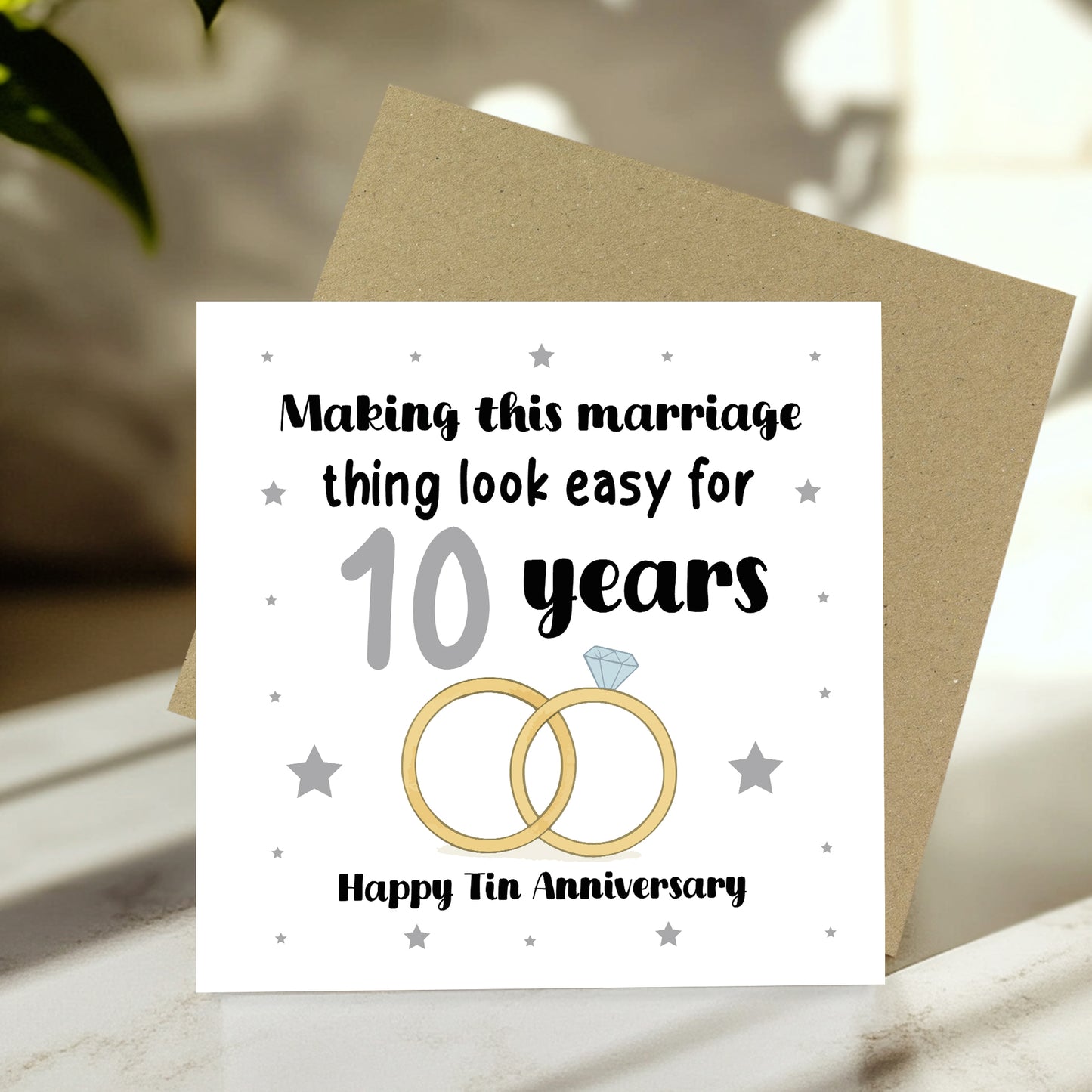 10th Wedding Anniversary Card For Husband Wife Couple