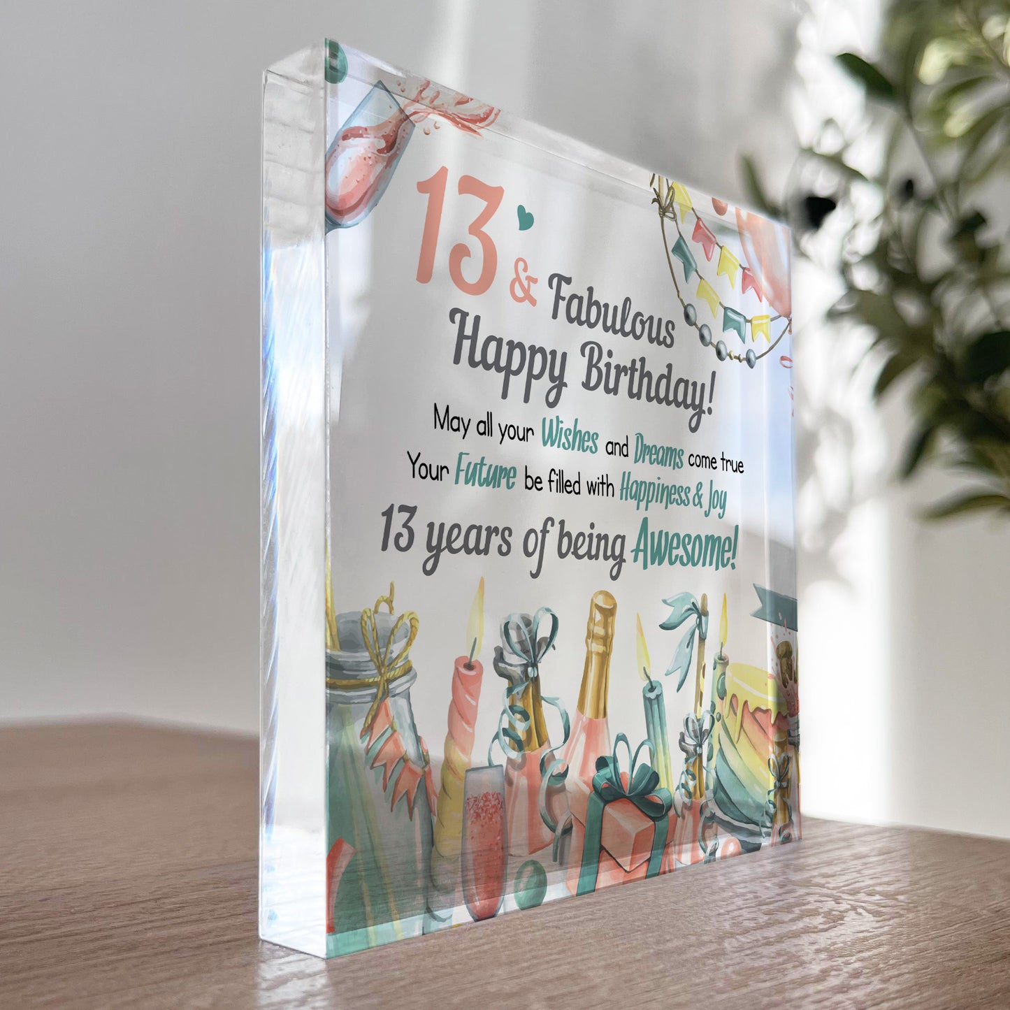 13th Birthday Acrylic Plaque 13th Birthday Gifts for Girls