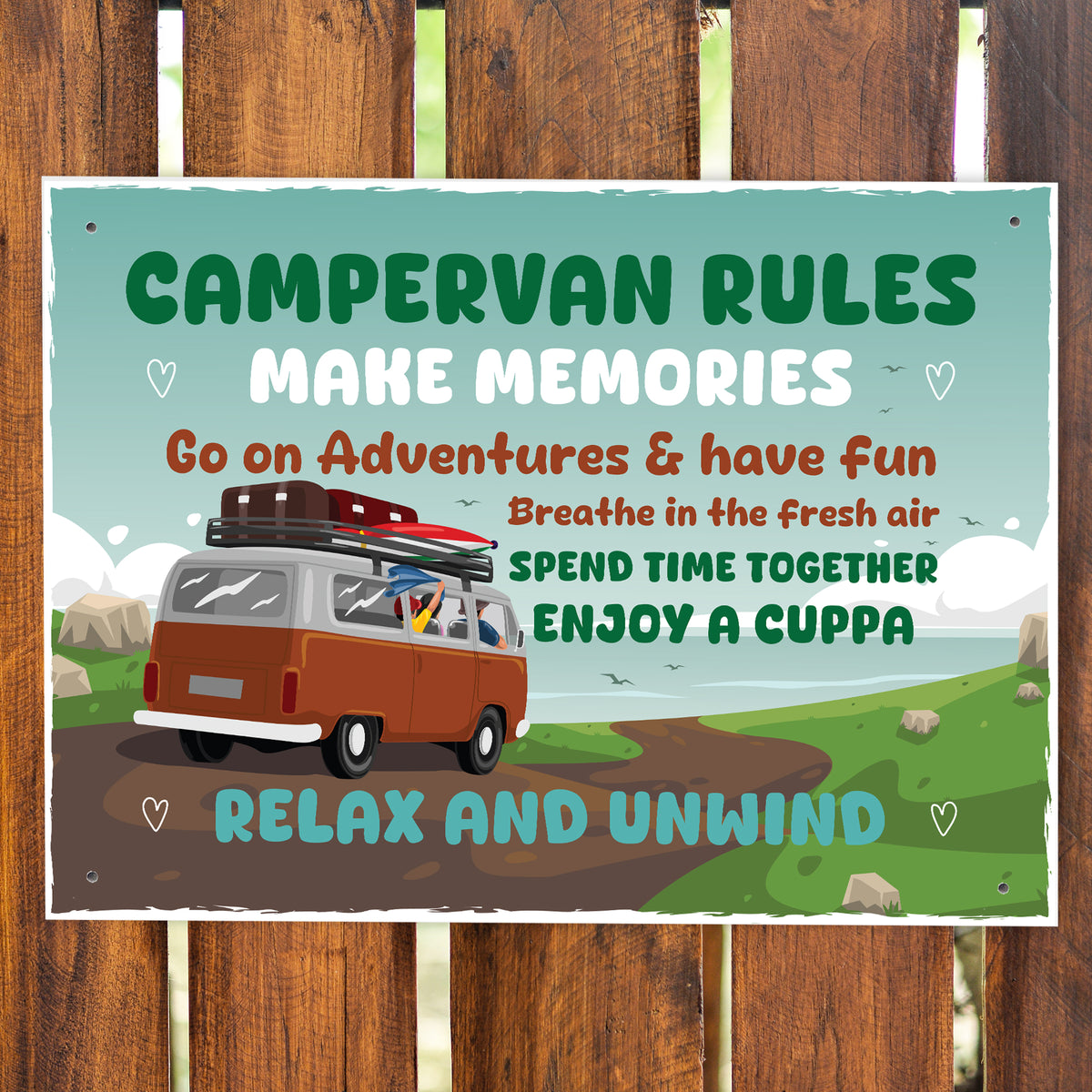 Novelty CAMPERVAN RULES SIGN Wall Door Plaque Novelty Campervan