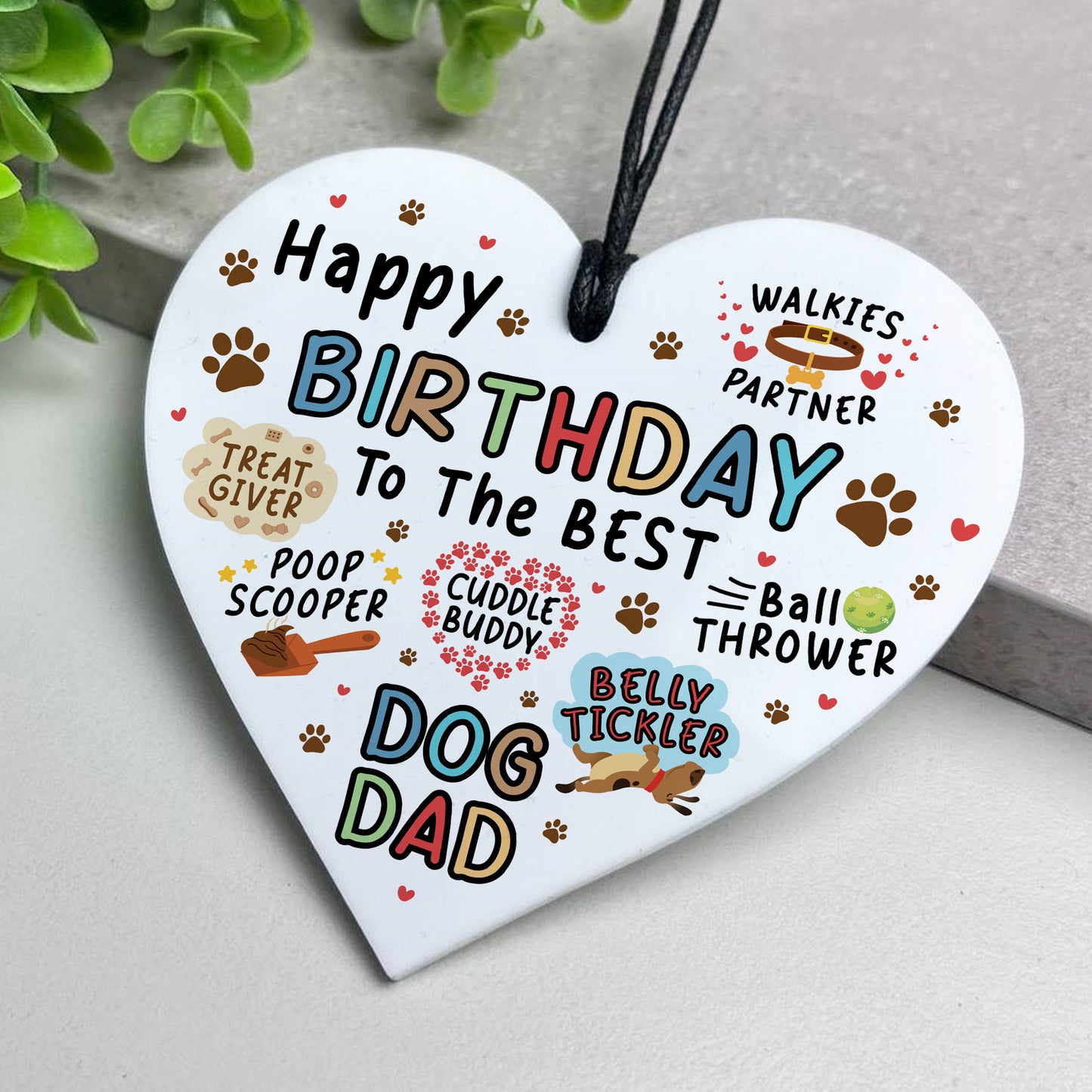 Birthday Day Gift From Dog Funny Gift For Dad Hanging Heart