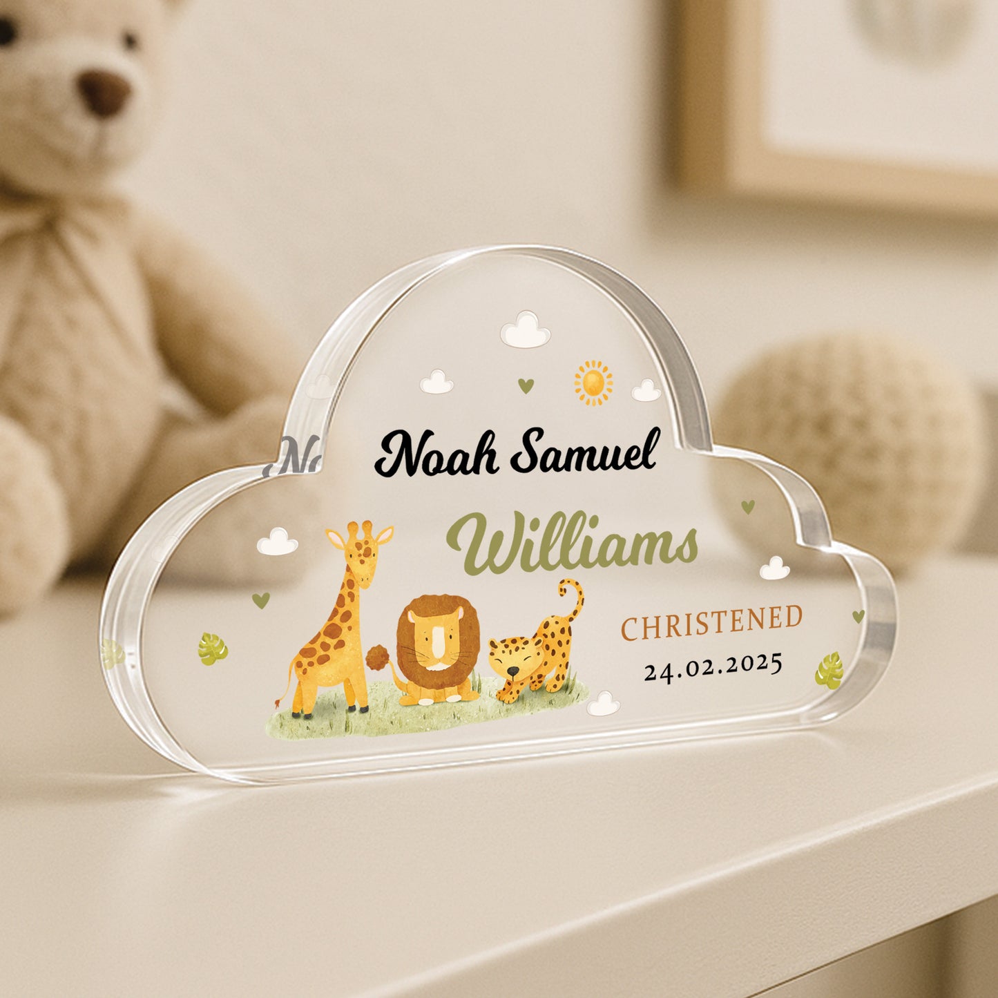 Christening Gift For Baby Boy Cloud Plaque Personalised