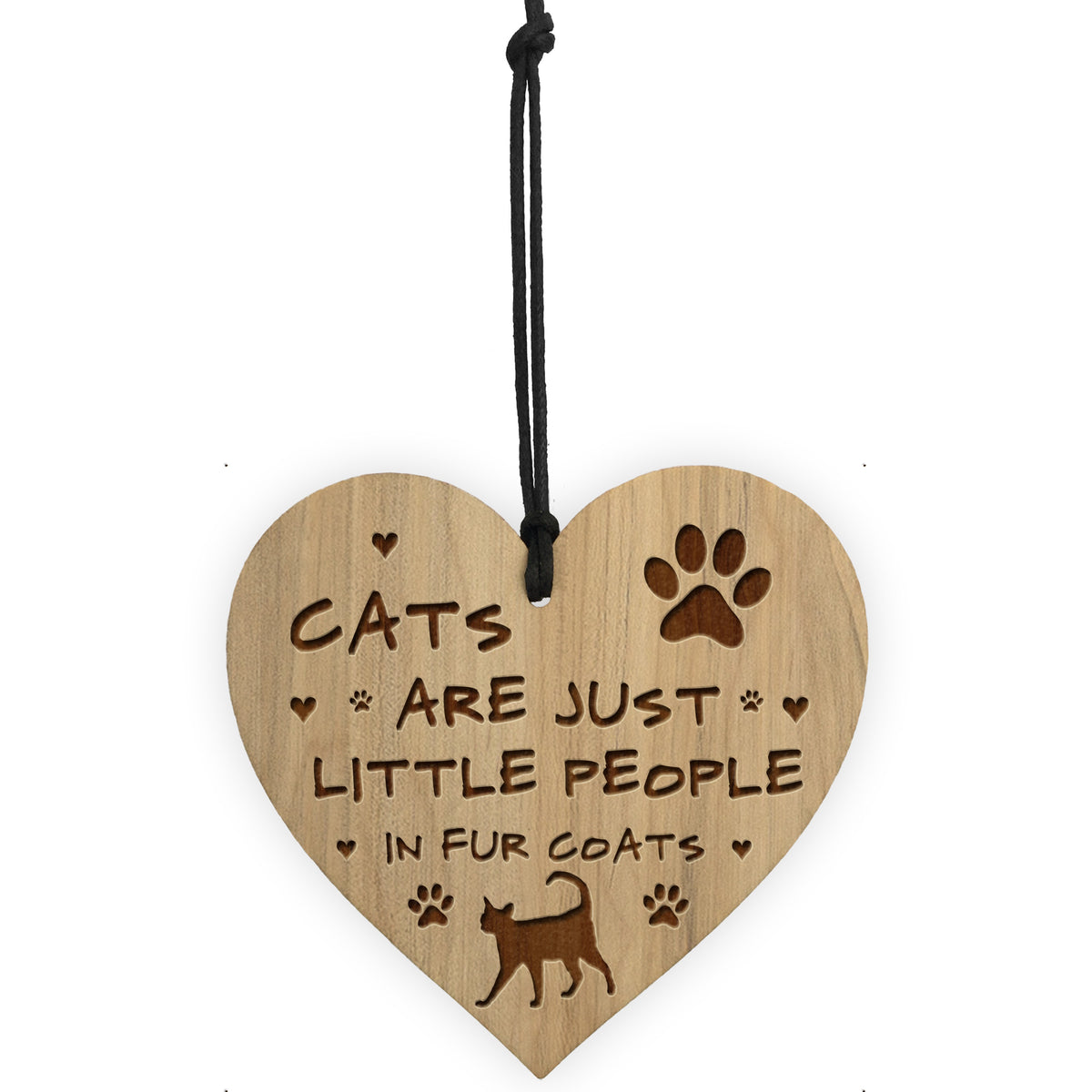 Funny Cat Gift For Cat Lovers Hanging Wood Heart Home Decor