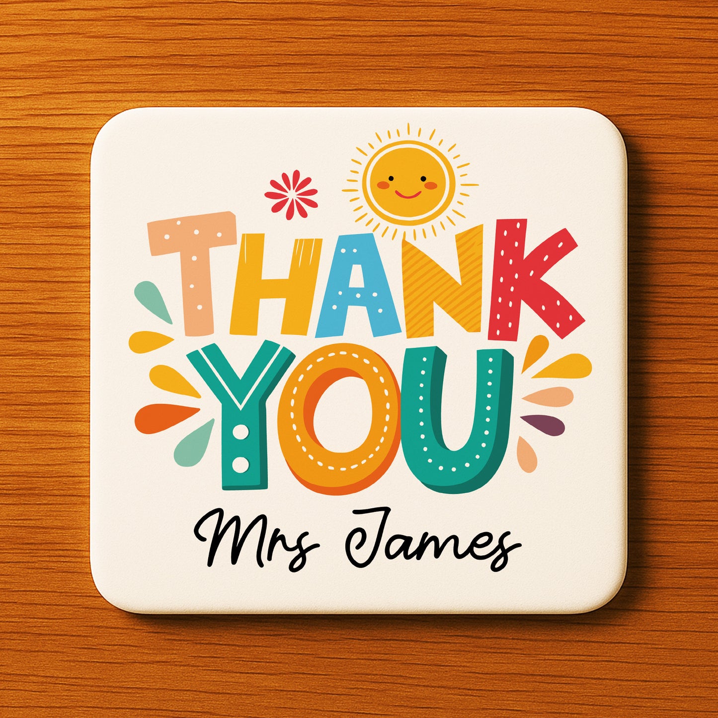 Thank You Gift For Teacher Personalised Coaster From Student