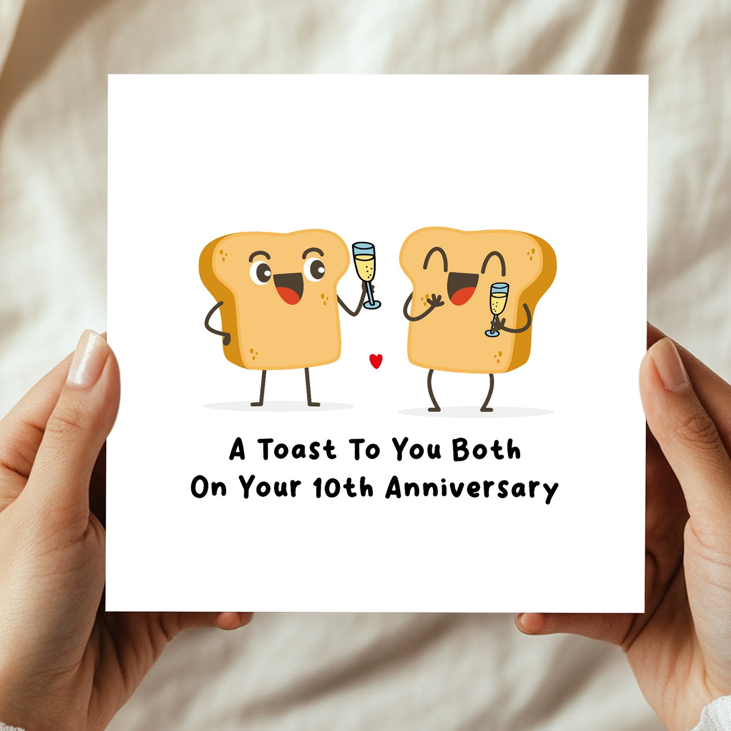 Funny Anniversary Card For Couple Toast To You 10th Anniversary