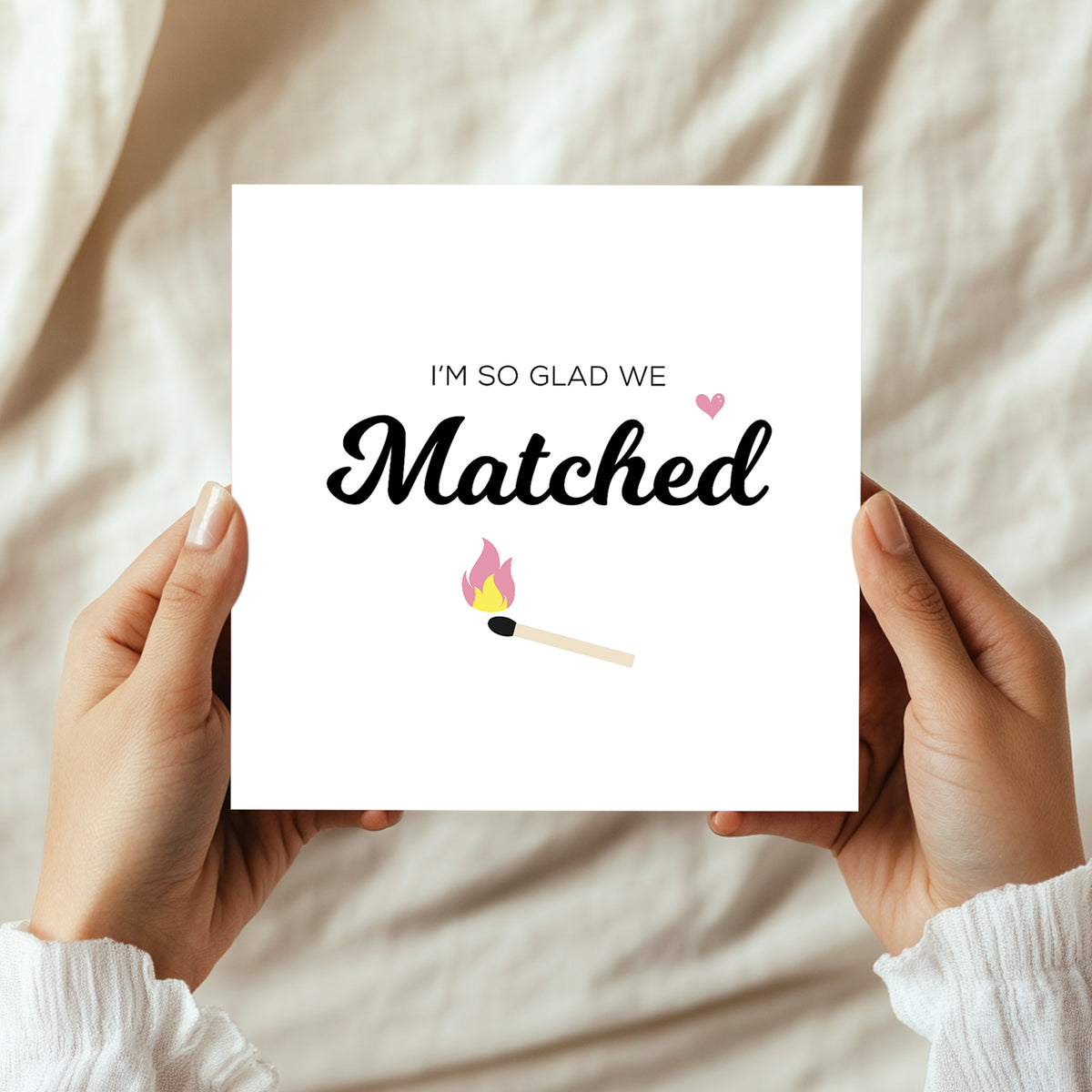 Valentines Card For Him I'm So Glad We Matched Card Funny
