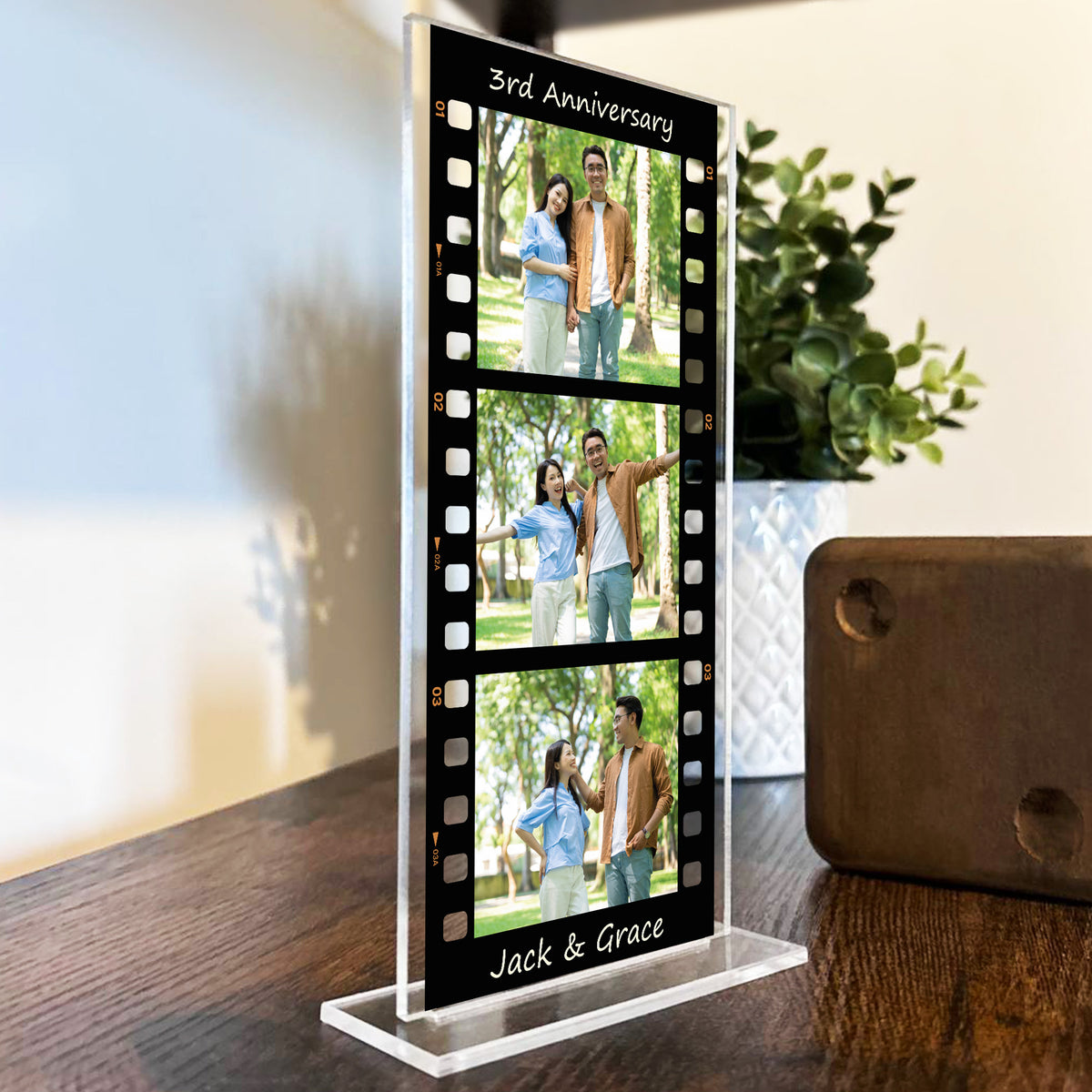 Gift For 3rd Anniversary Personalised Retro Photo Collage Plaque