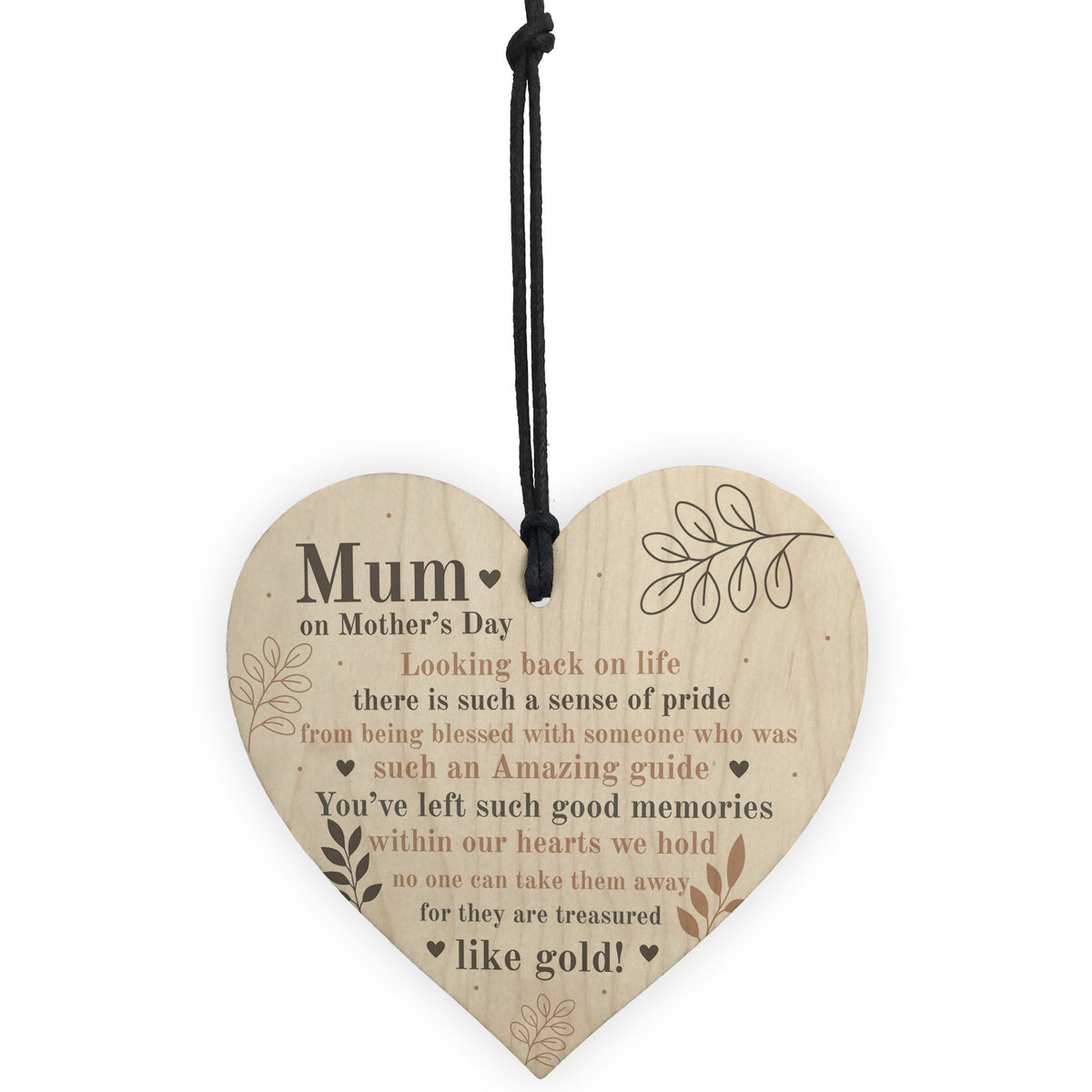 Mum Treasured Like Gold Cute Mothers Day Hanging Heart