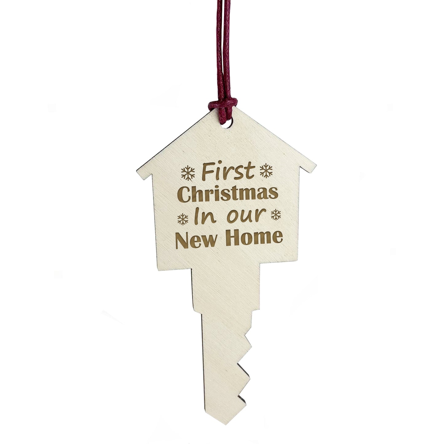 First Christmas In Our New Home Bauble Engraved House Key