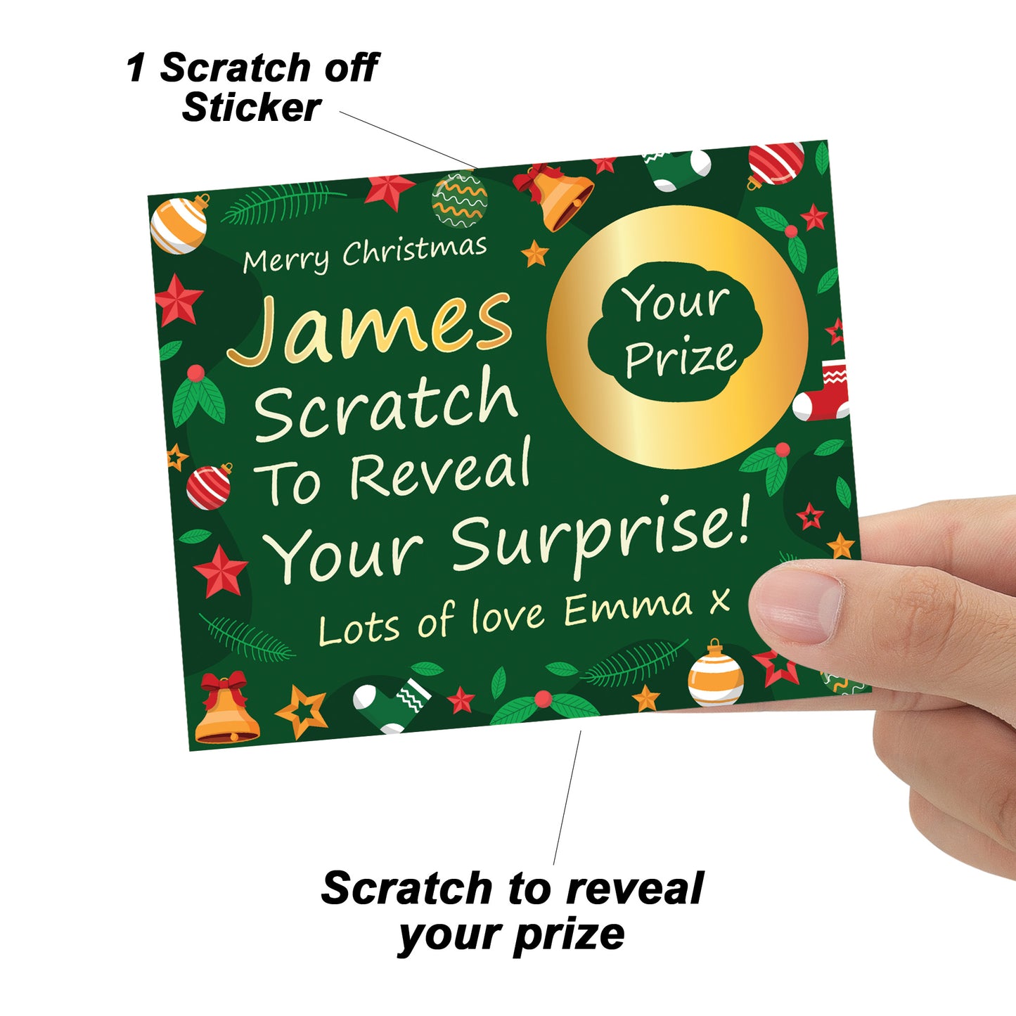 Personalised Merry Christmas Scratch Reveal Card Custom Gift