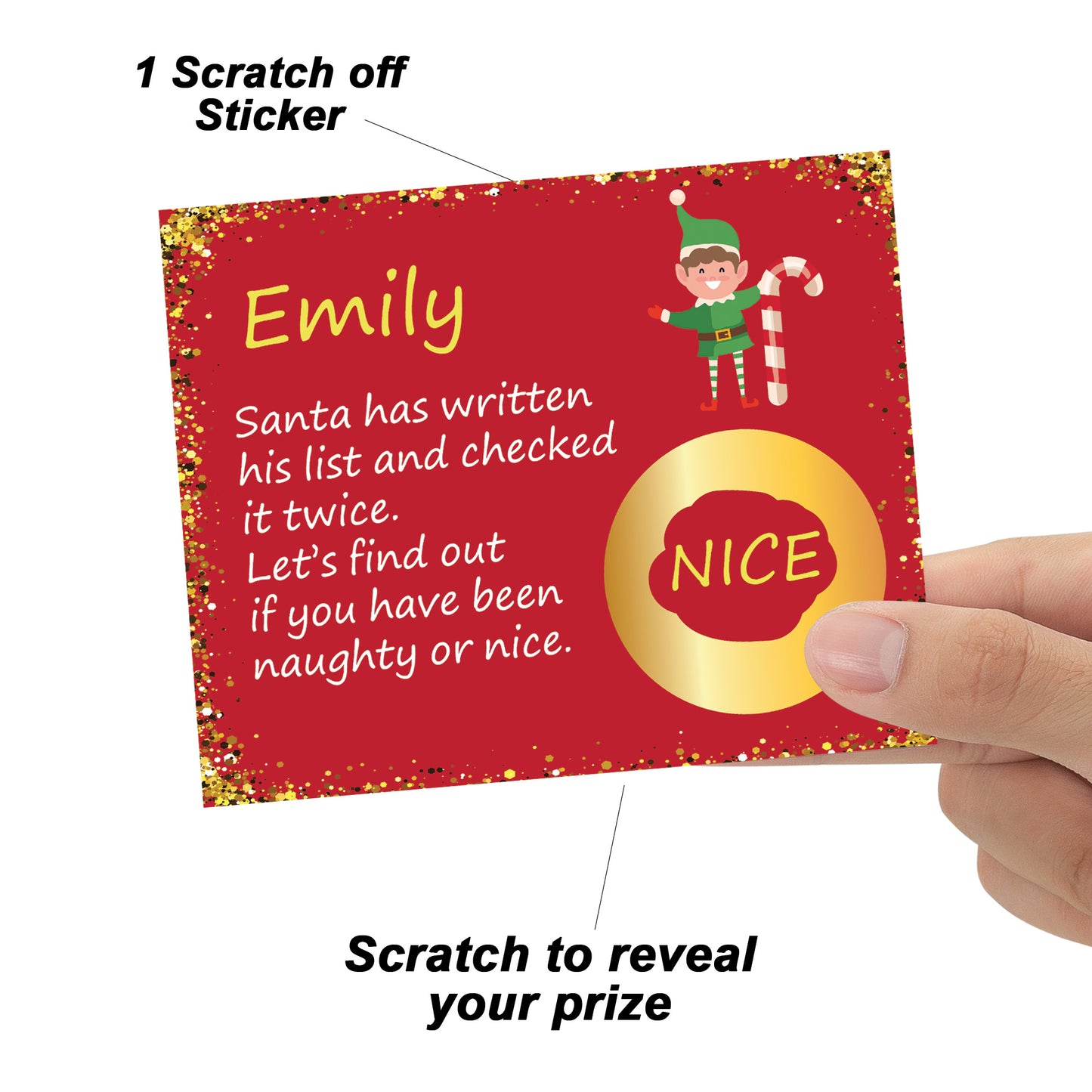 Personalised Christmas Scratch Card Naughty Nice Scratch Reveal