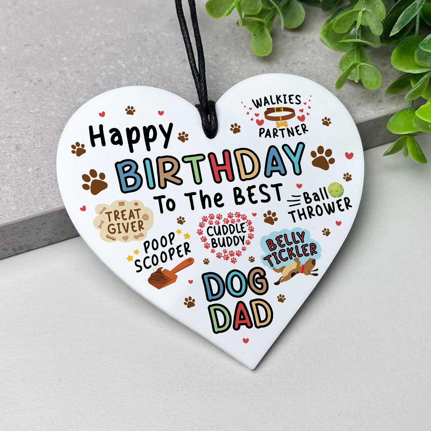 Birthday Day Gift From Dog Funny Gift For Dad Hanging Heart