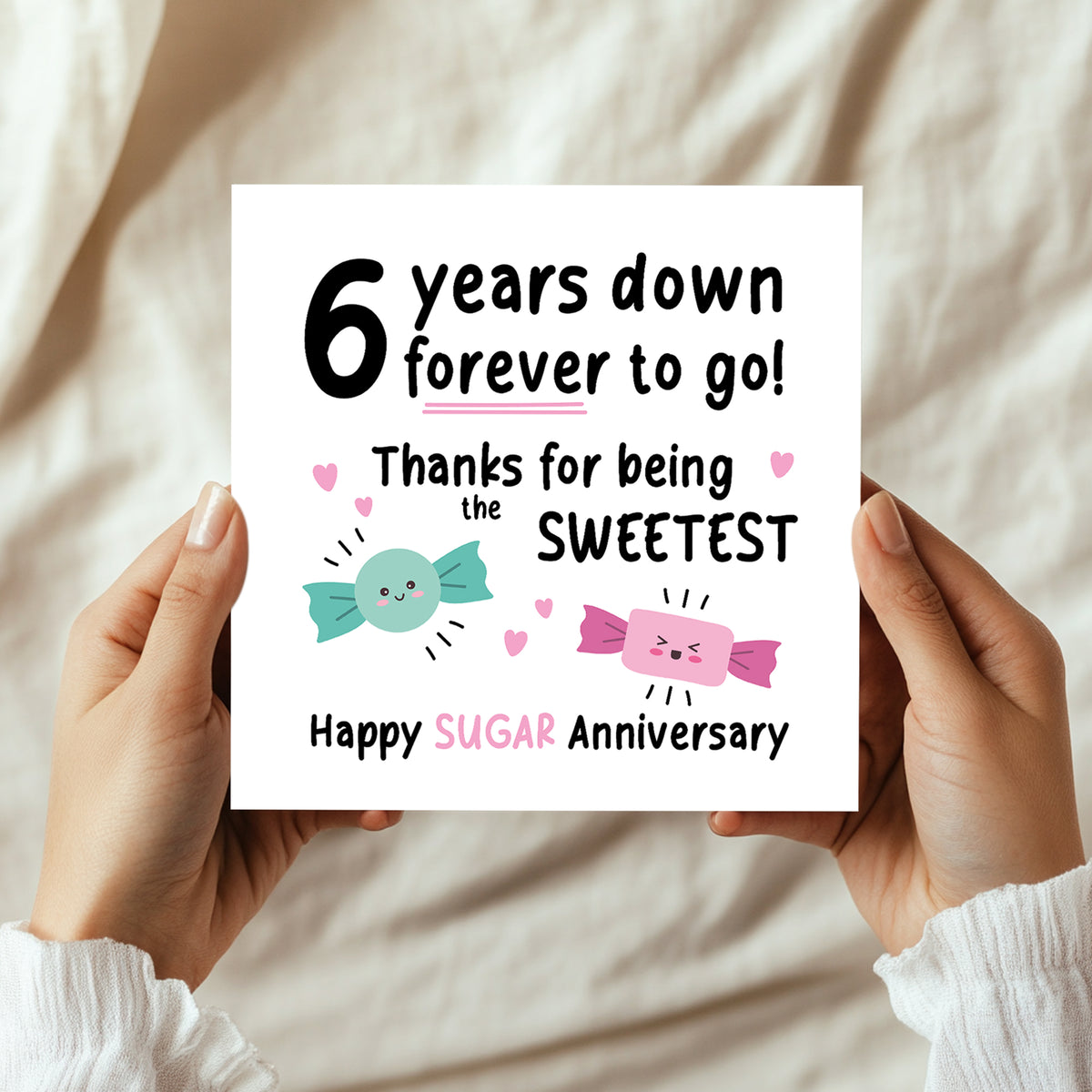 Funny Sugar Anniversary Card For Husband Wife 6th Anniversary