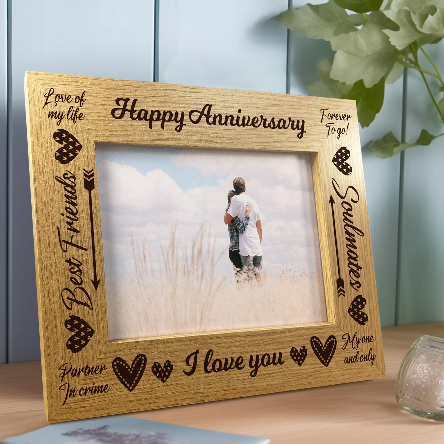 Happy Anniversary Photo 7x5 Oak Frame Anniversary Couple Gifts