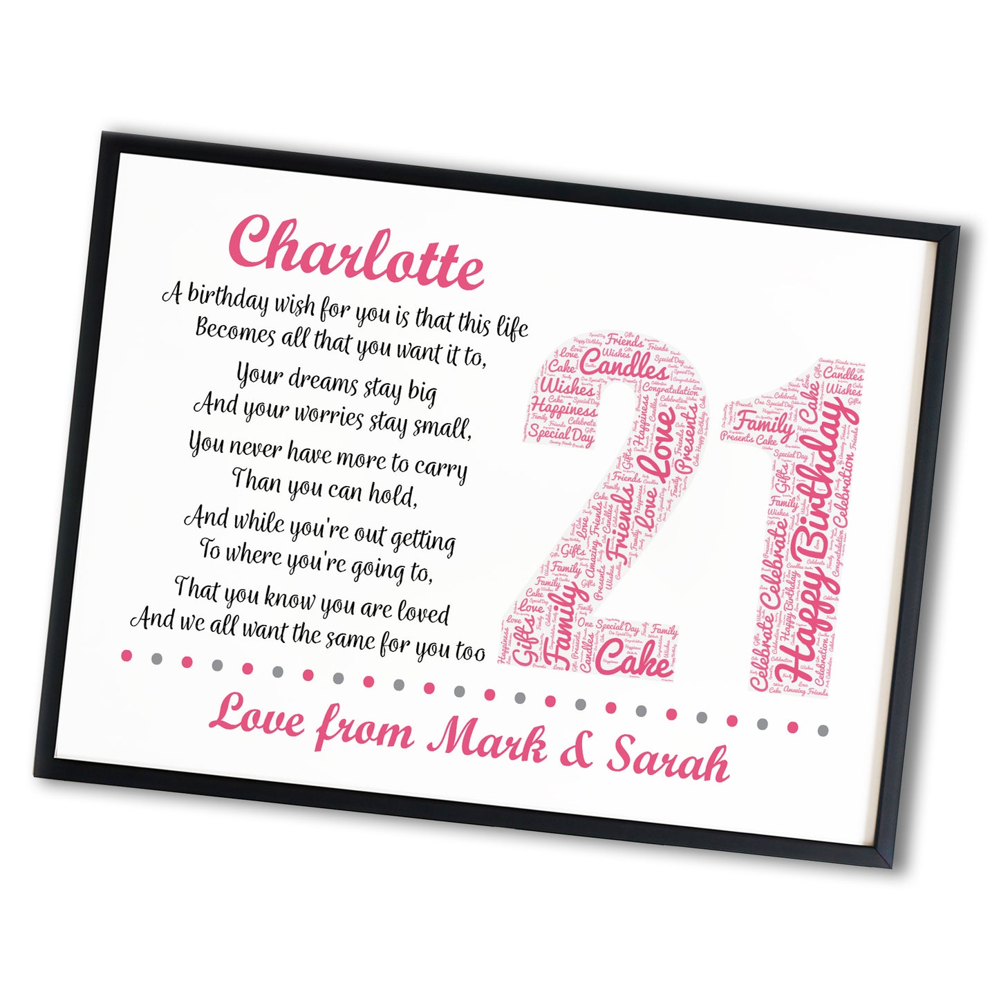 Personalised 21st Birthday Gift for Her Daughter A3 Framed Print