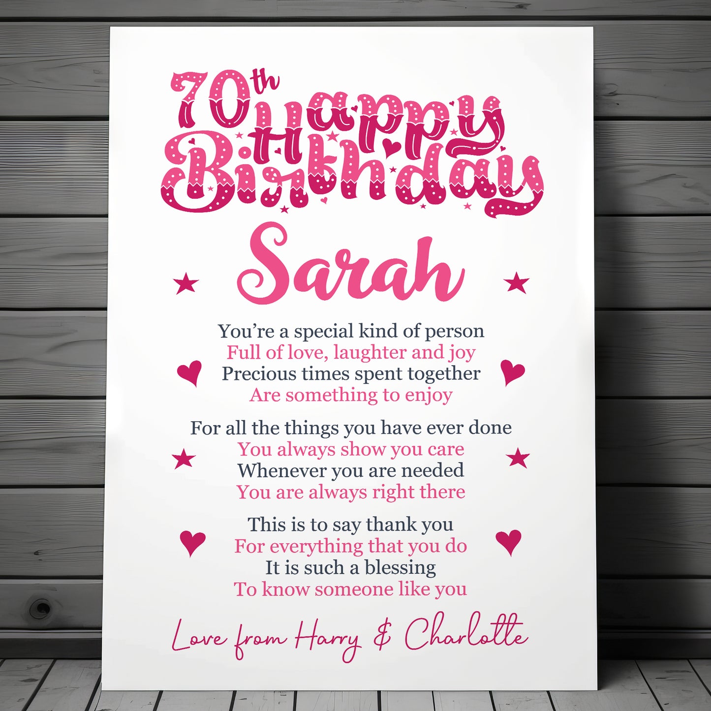PERSONALISED 70th Birthday Gift For Her Gift For Nan Mum
