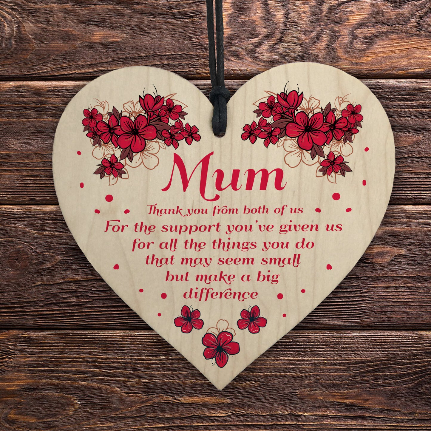 Thank You Mum Cute Love Mothers Day Plaque Floral Gift For Mummy