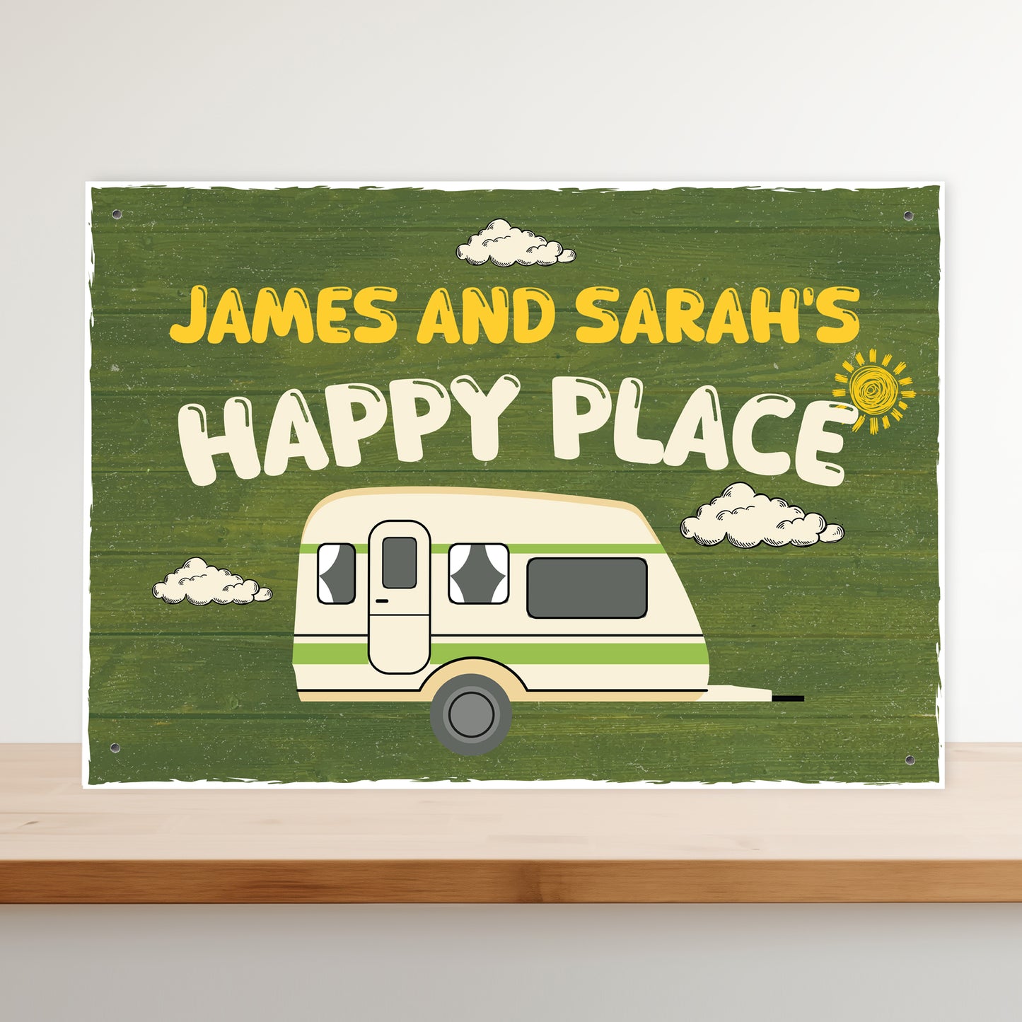 Novelty Gift For Caravan Personalised Caravan Sign Happy Place