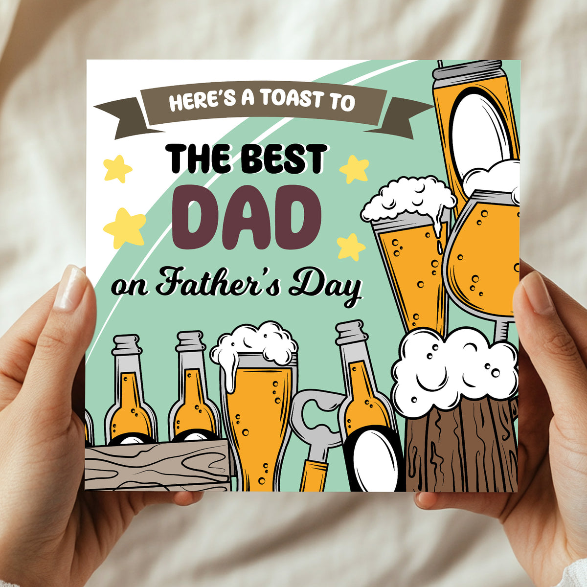 Fathers Day Best Dad Card From Daughter Son Novelty Beer Father