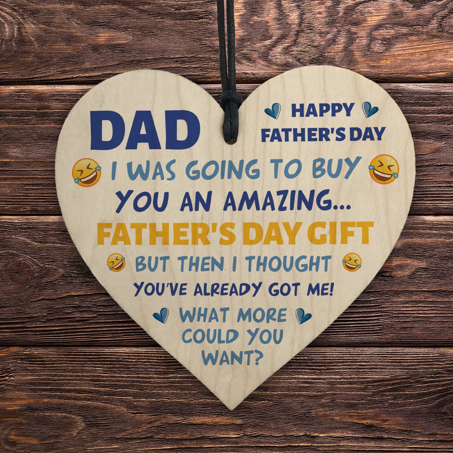 Funny Fathers Day Dad Wooden Heart Joke Gift For Him Novelty