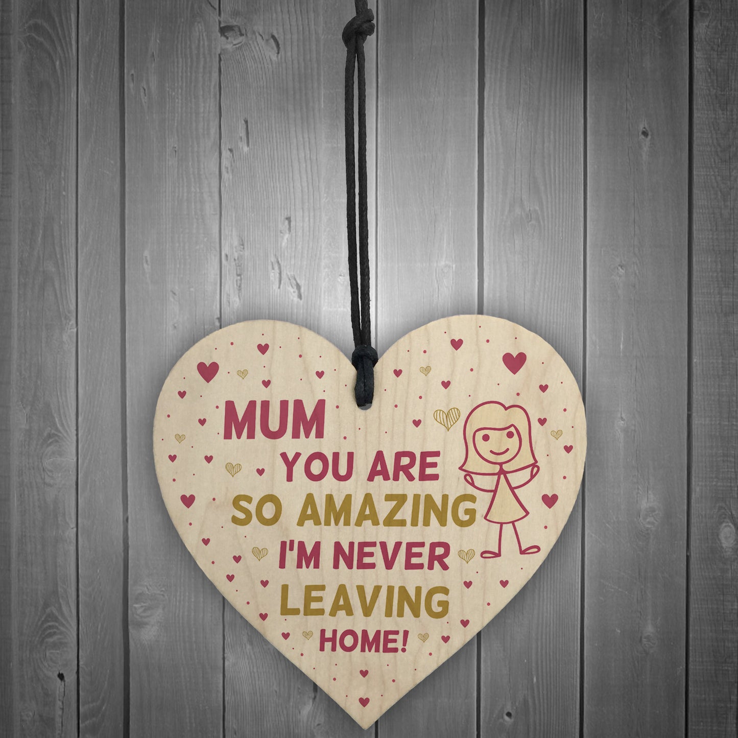 Funny Mum Card and Wood Heart Novelty Mum Gift From Daughter Son