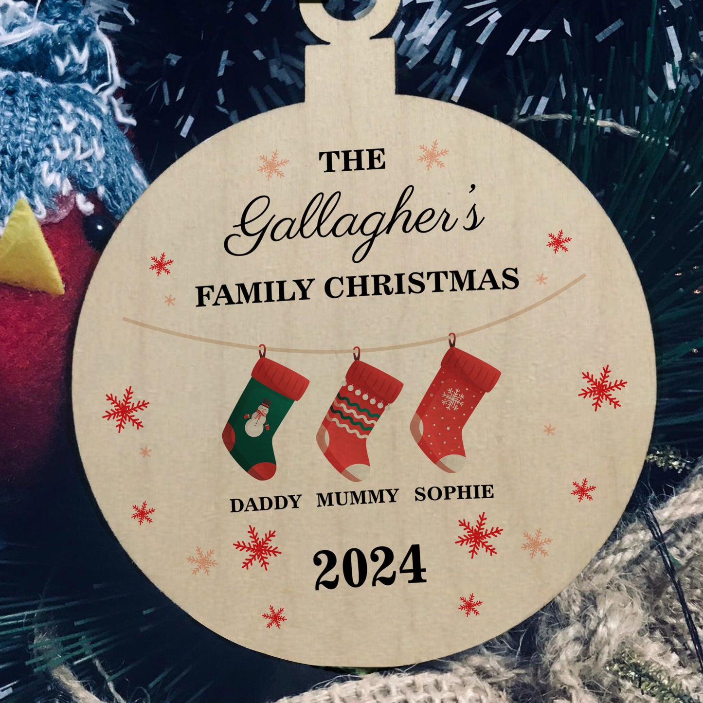 Personalised Christmas Decoration For Family of 3 Ornament