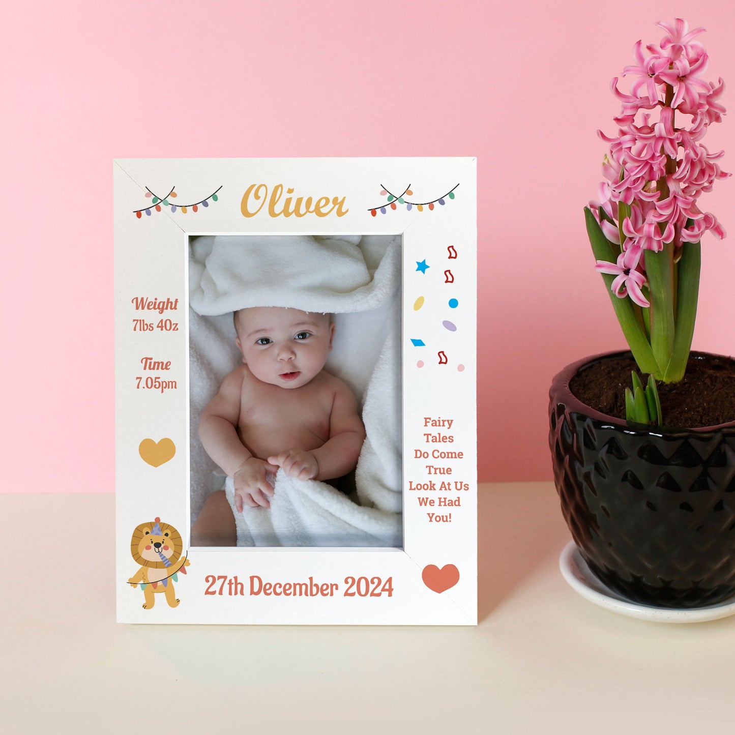Personalised Photo Frame For Baby Boy Girl Birth Details