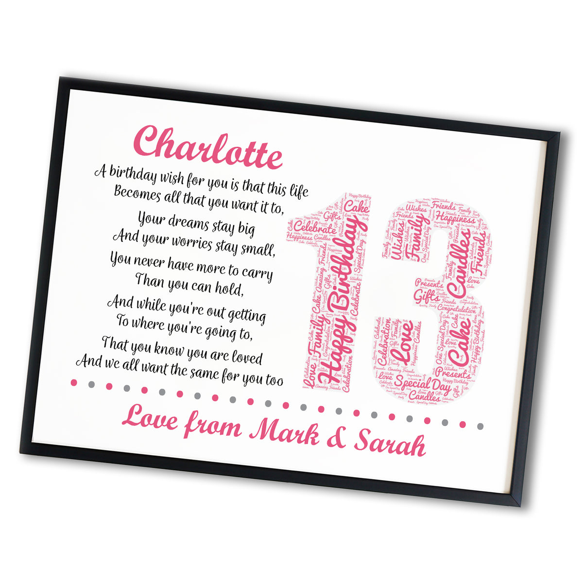 Personalised 13th Birthday Gift for Her Daughter A3 Framed Print