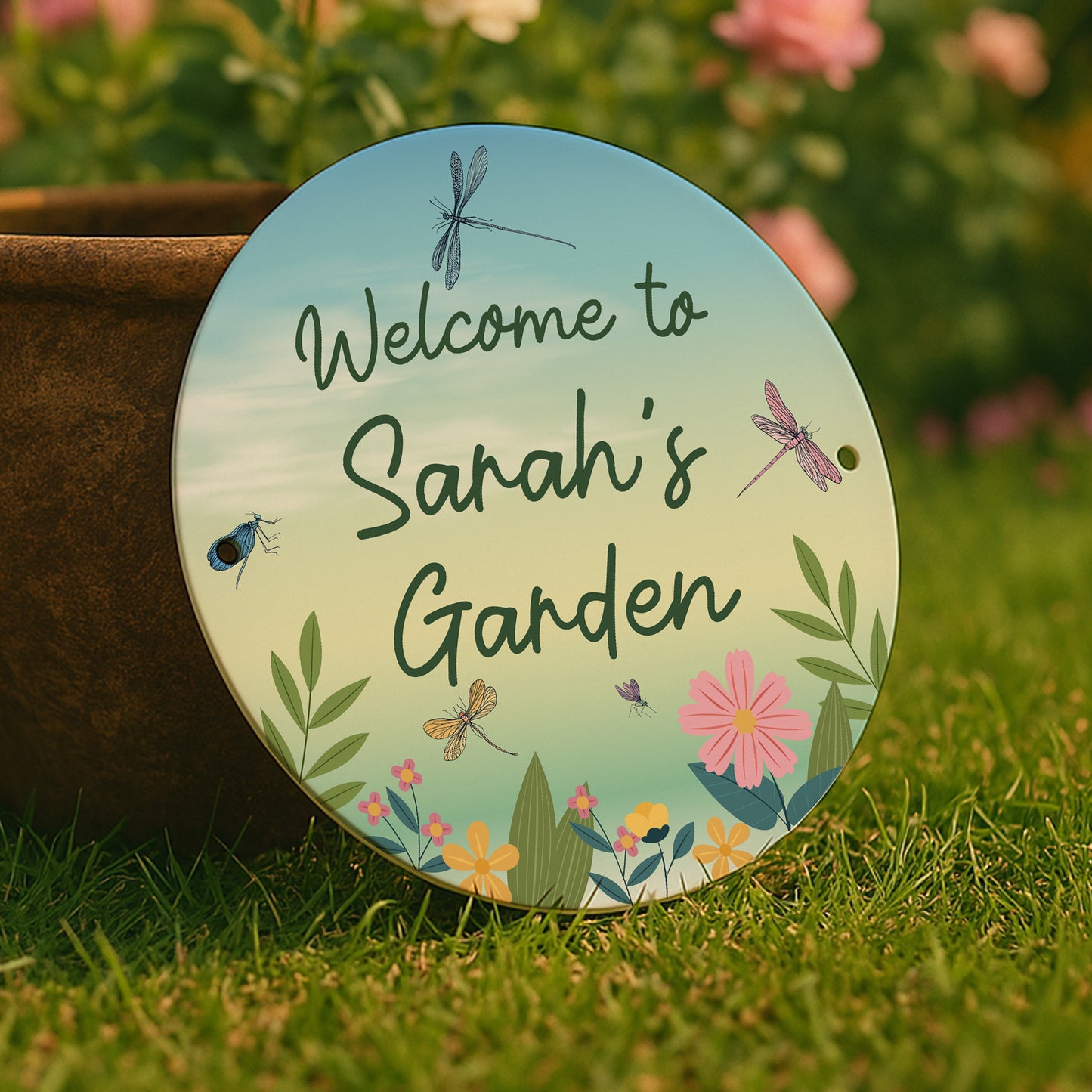 Personalised Welcome To Any Name's Garden Sign Dragonfly Sign