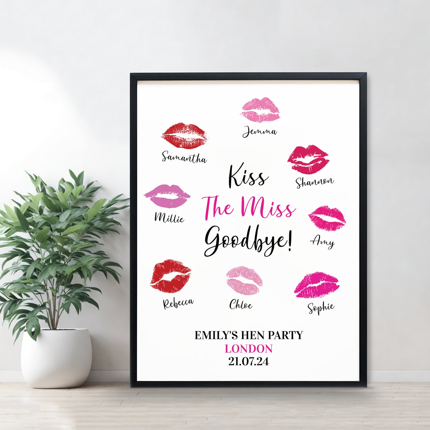 Kiss The Miss Goodbye Framed A3 Print Hen Party Print Keepsake