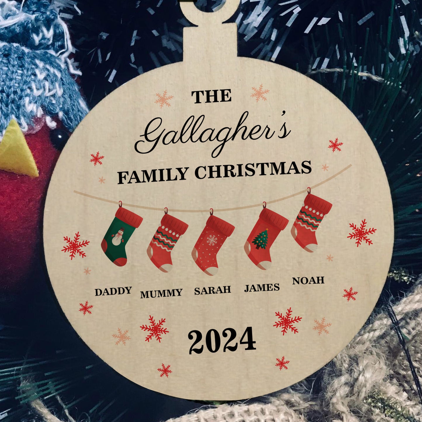 Personalised Christmas Decoration For Family of 5 Ornament