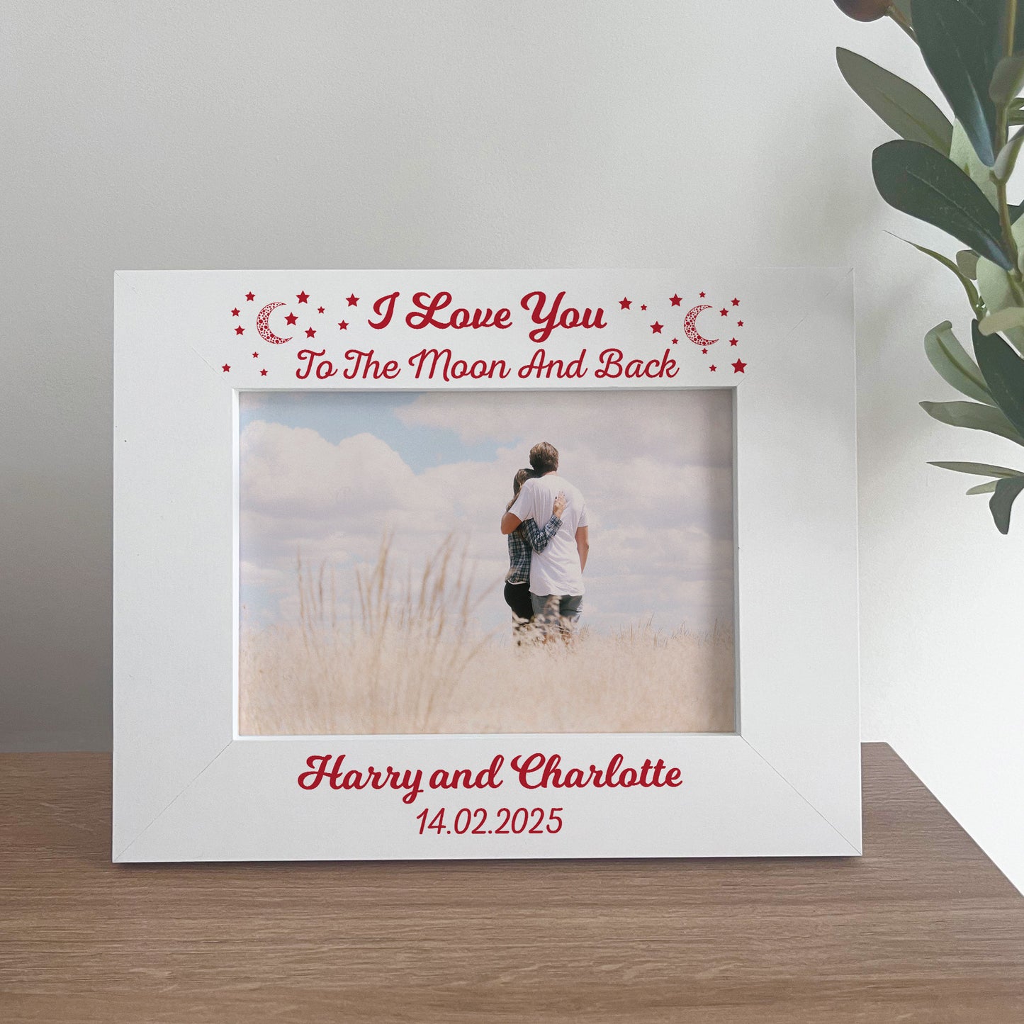 Personalised Wooden Photo Frame Gift For Valentines Anniversary
