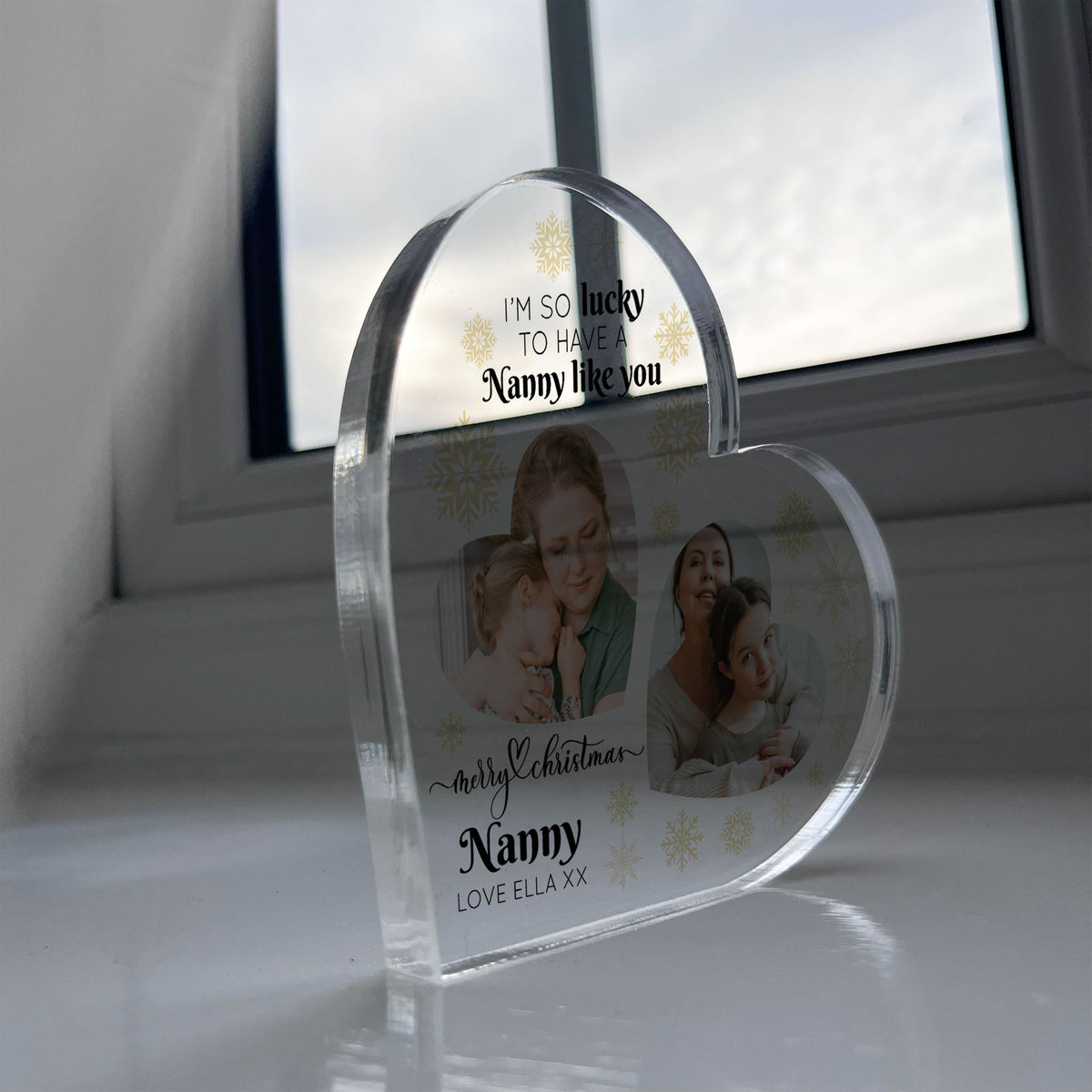 Nanny Gifts For Christmas Personalised Acrylic Heart Plaque
