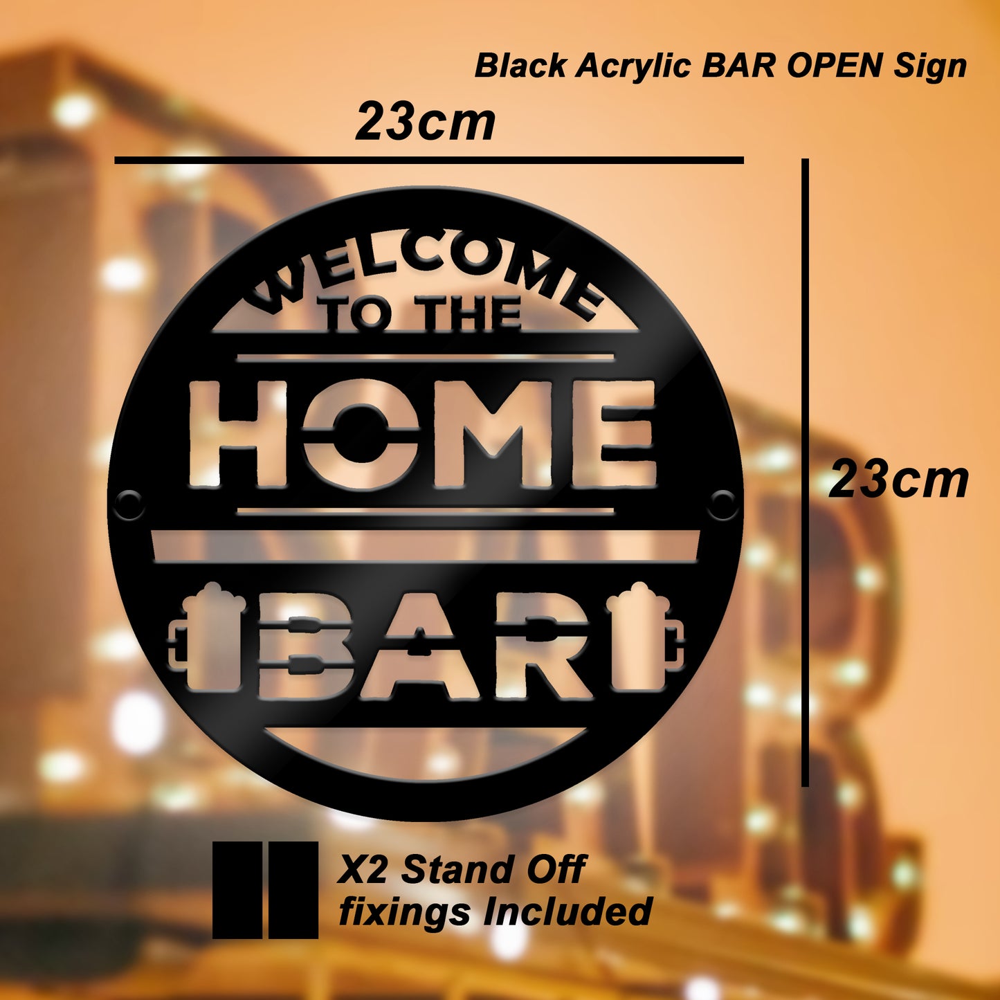 Home Bar Welcome Sign Plaque Garden Bar Man Cave 23x23cm
